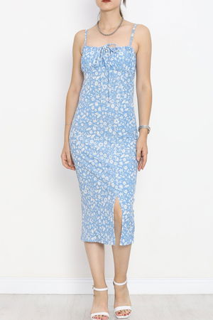 Strappy Patterned Dress Light Blue - 650.1247.