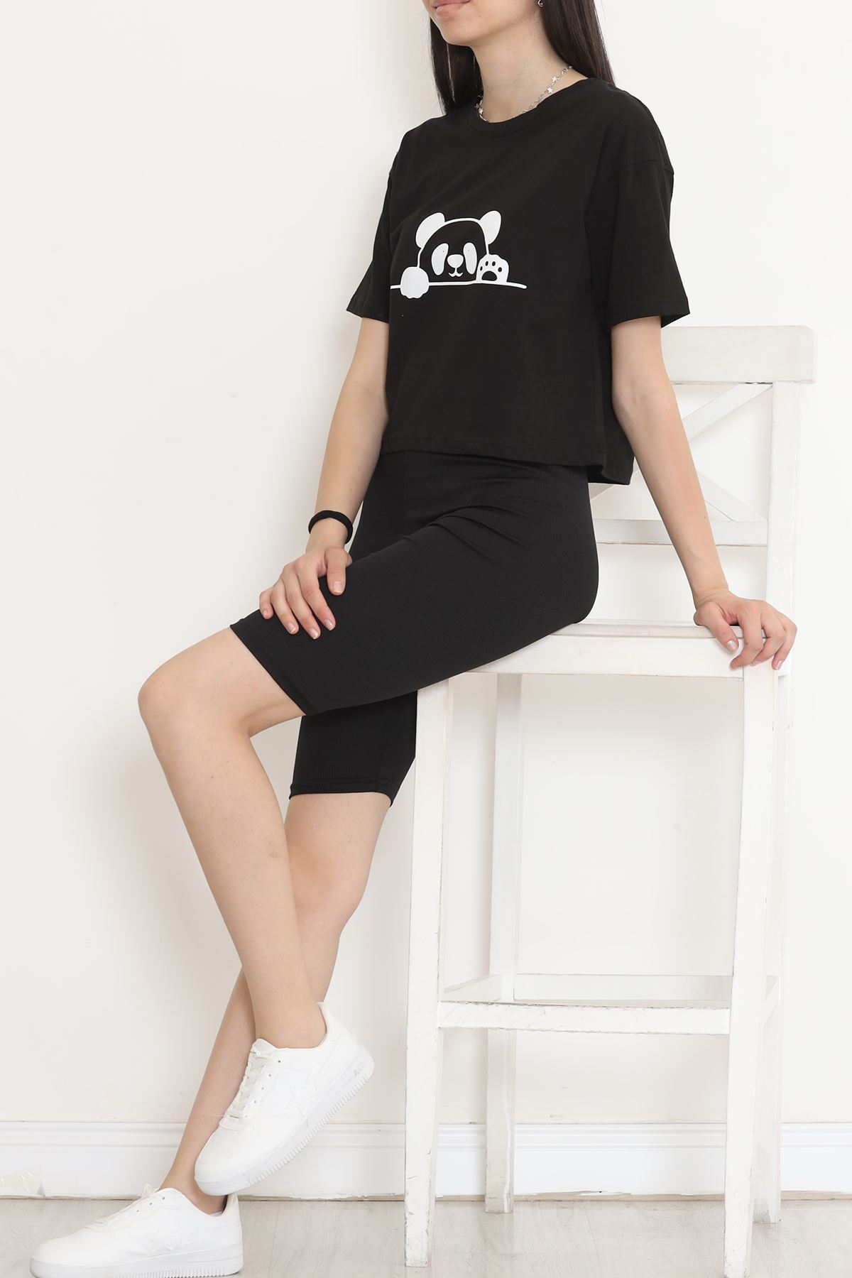 Printed Crop T-shirt Black - 16485.1567.