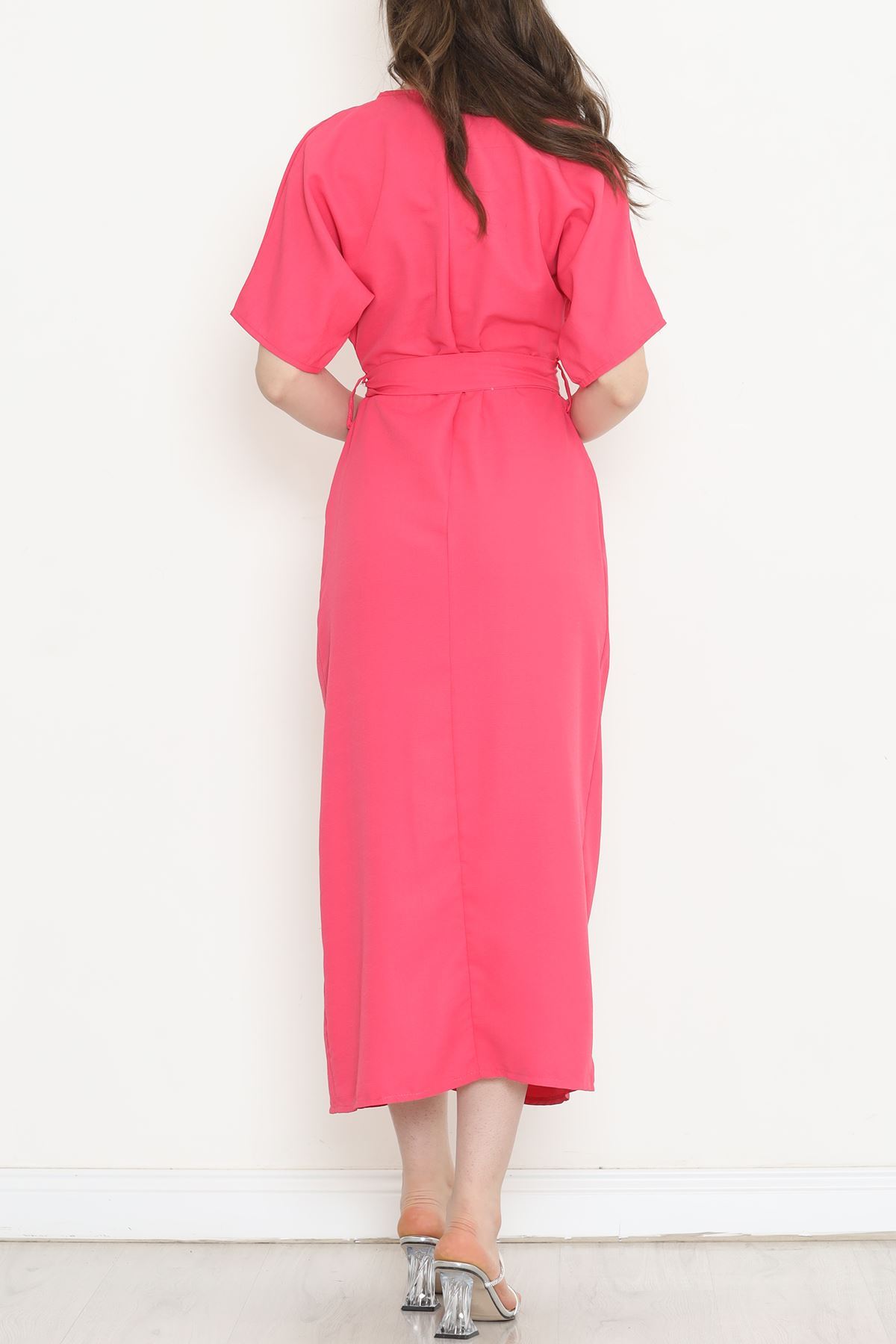 Double-breasted Collar Belted Dress Fuchsia - 152445.701.