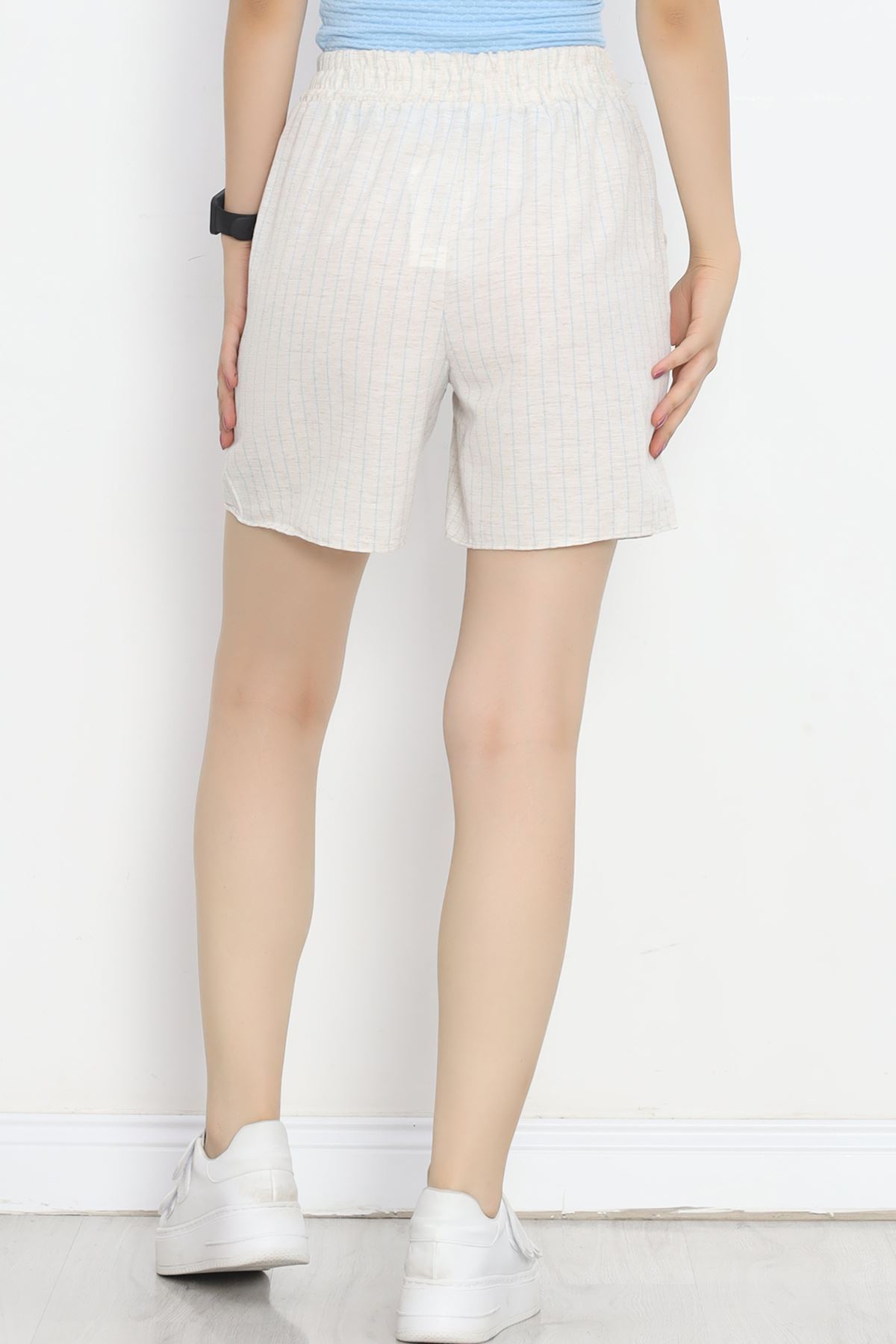 Linen Shorts Beige Striped - 1018.1247.