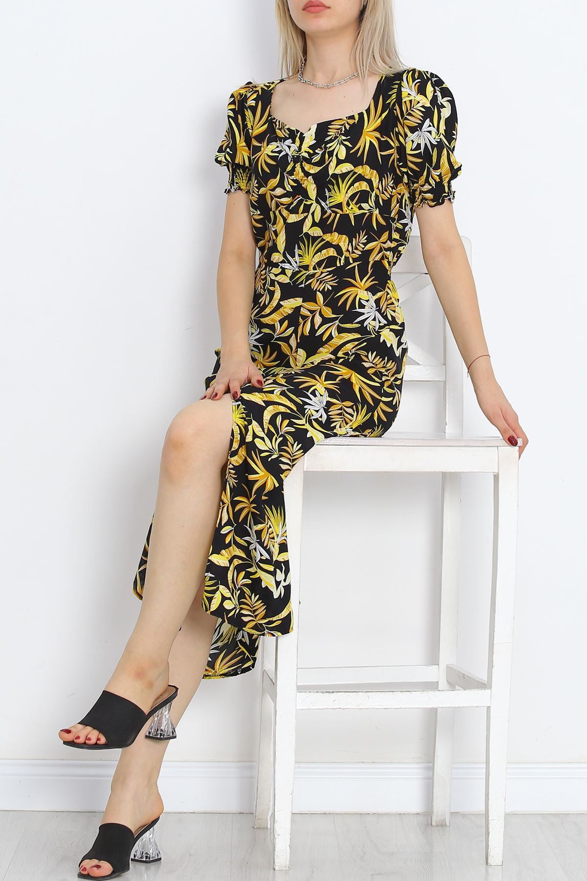 Kiss Collar Dress Yellow Floral - 696.1247.