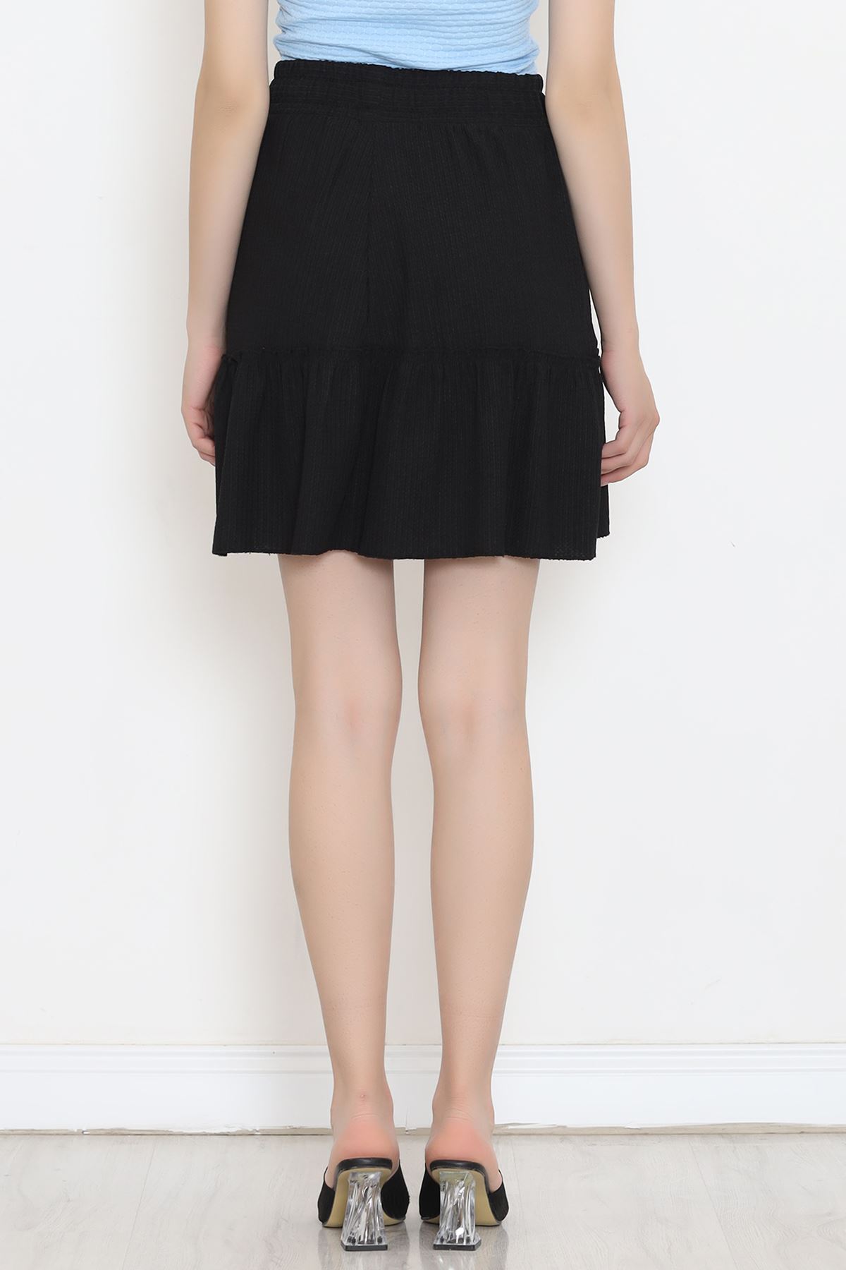 Pleated Ruffled Flared Skirt Black - 16559.631.