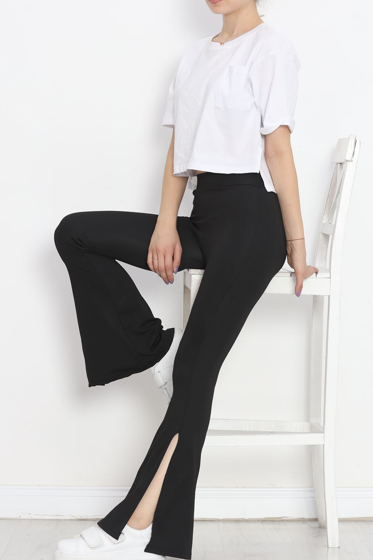 Flared Leggings with Slits Diving Leggings Black - 16809.1098.