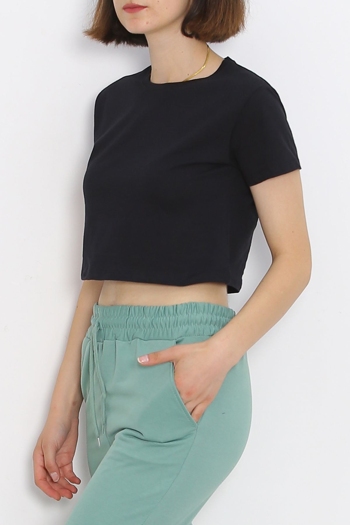 Crew Neck Crop T-shirt Black - 18962.1247.