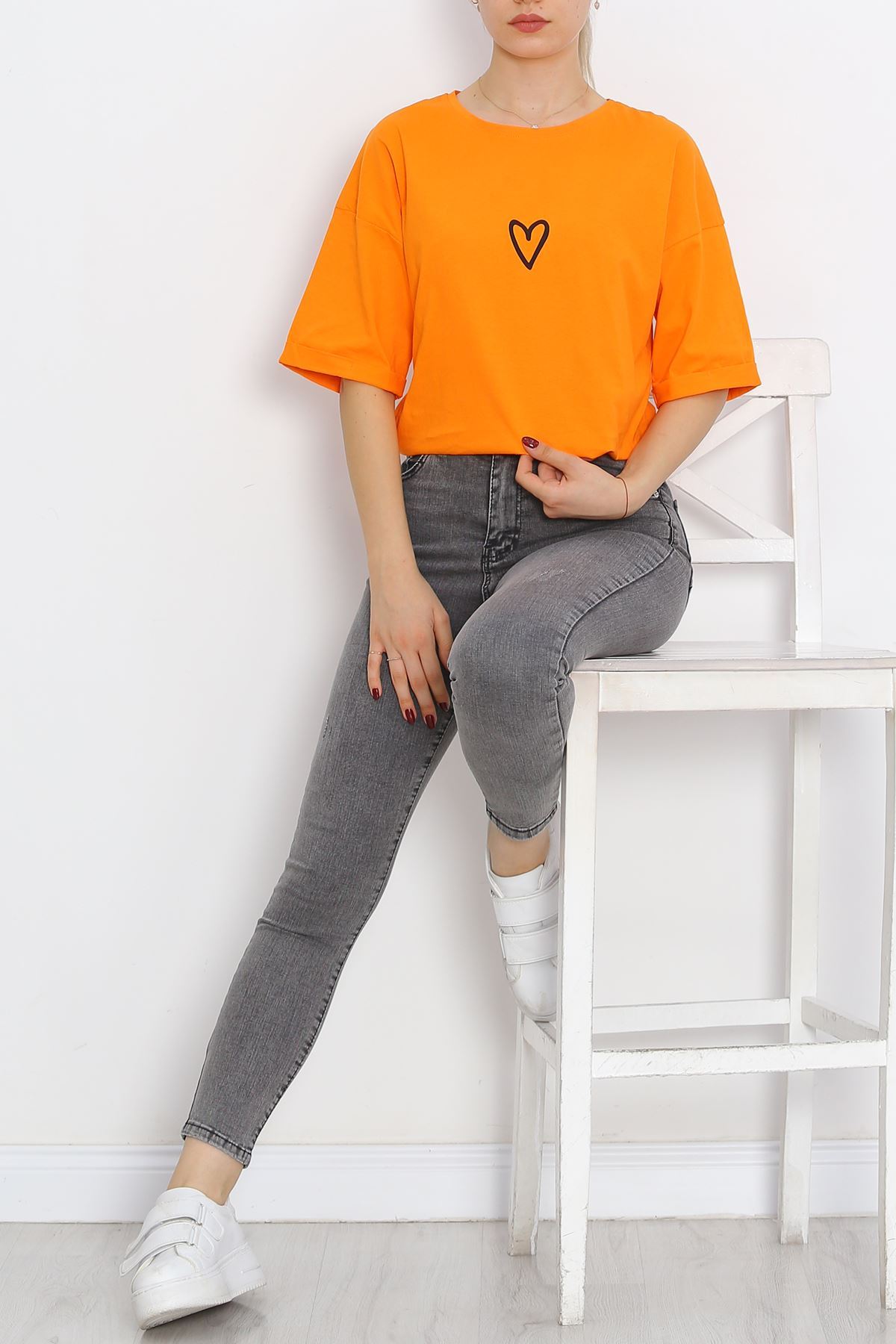 Double Sleeve Printed T-Shirt Orange - 16556.1567.