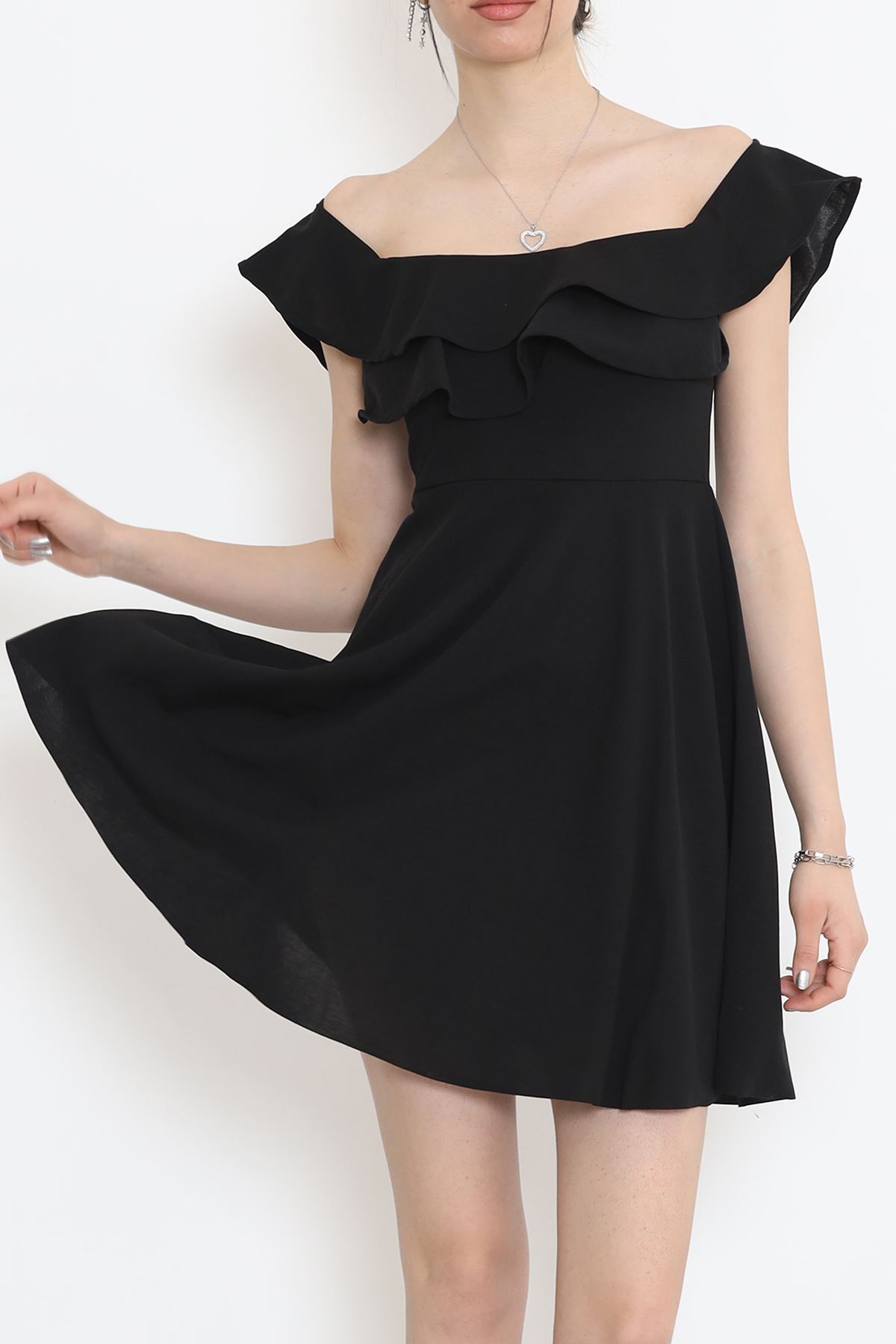 Tulle Collar Ruffle Dress Black - 58838.1592.