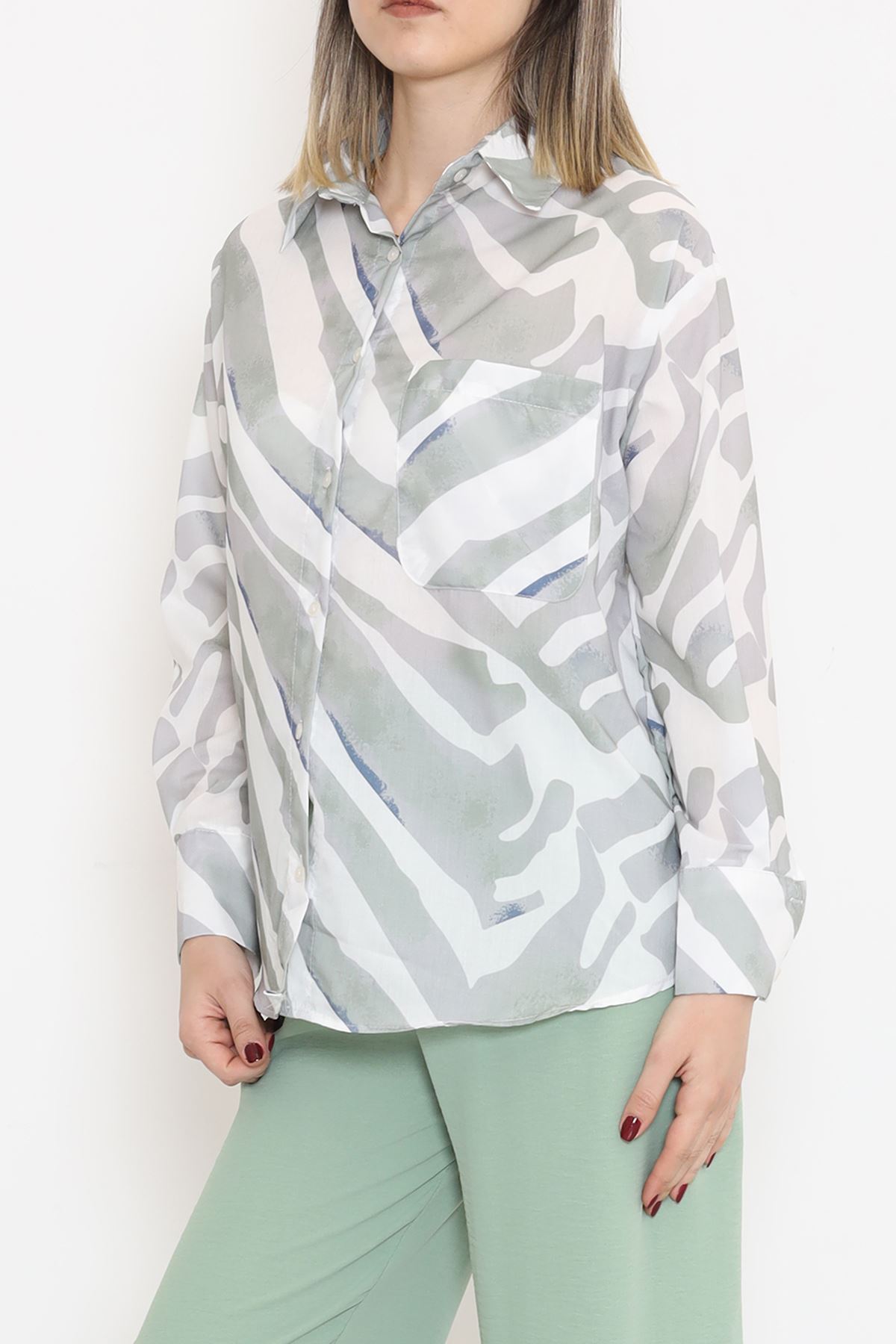 Voile Patterned Shirt Mint - 989.1247.