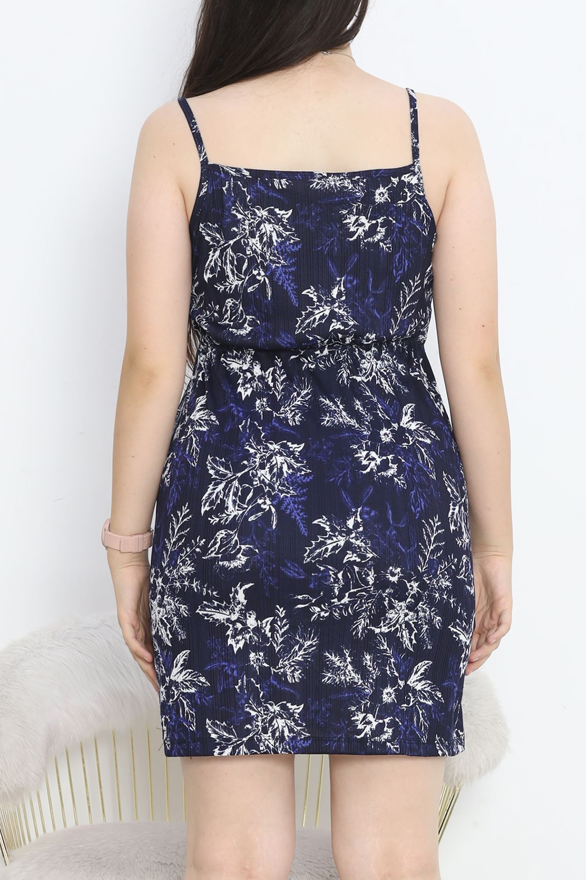 Printed Pegasus String Dress Dark Blue - 913.1287.