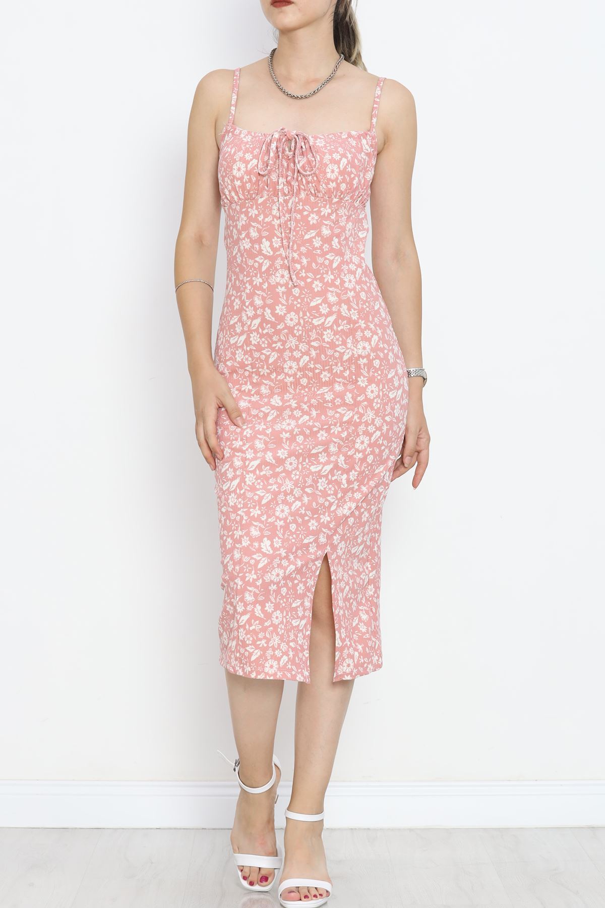 Strappy Patterned Dress Pink Floral - 650.1247.