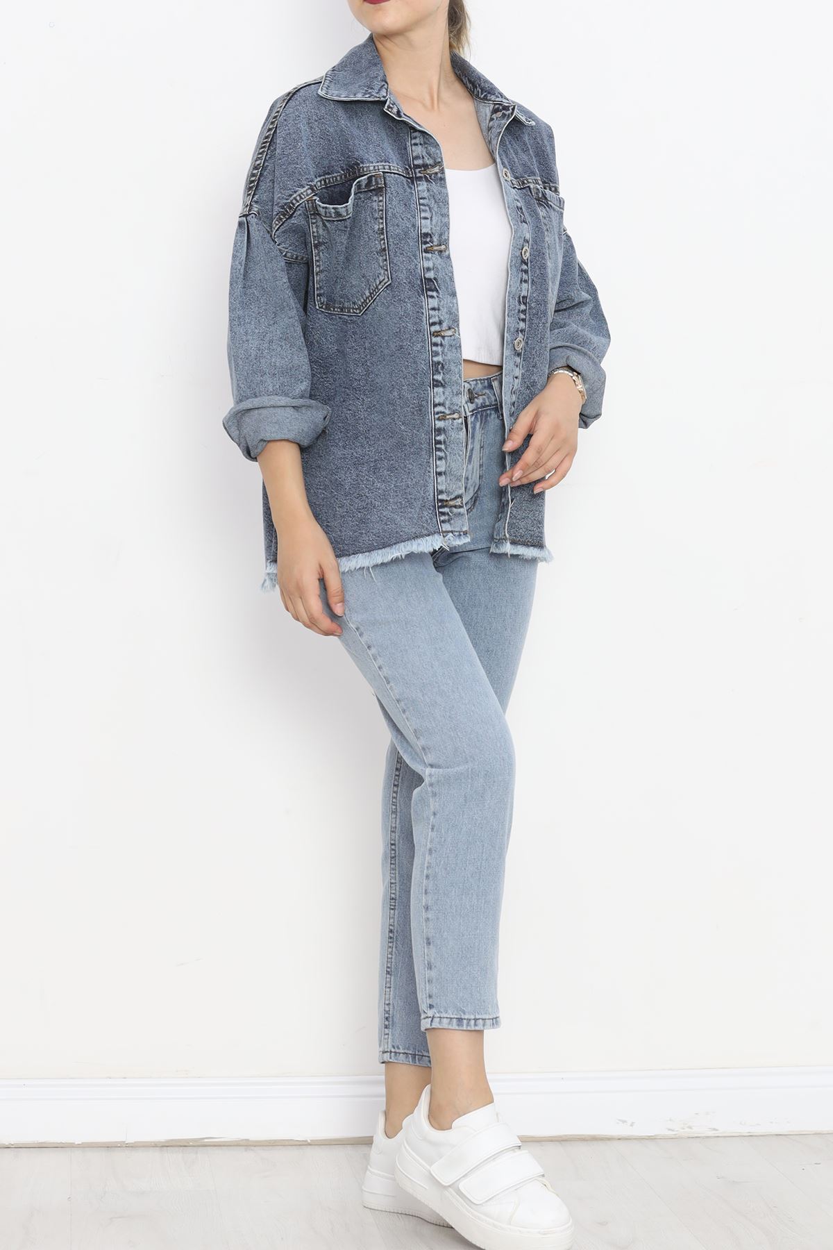 Jeans Jacket with Front Pocket Dark Blue - 16698.1778.