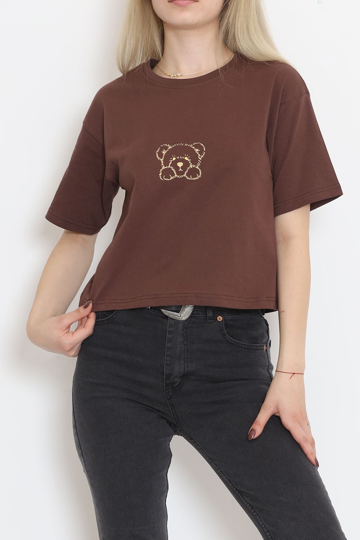 Crew Neck Crop T-Shirt Coffee - 16476.1567.