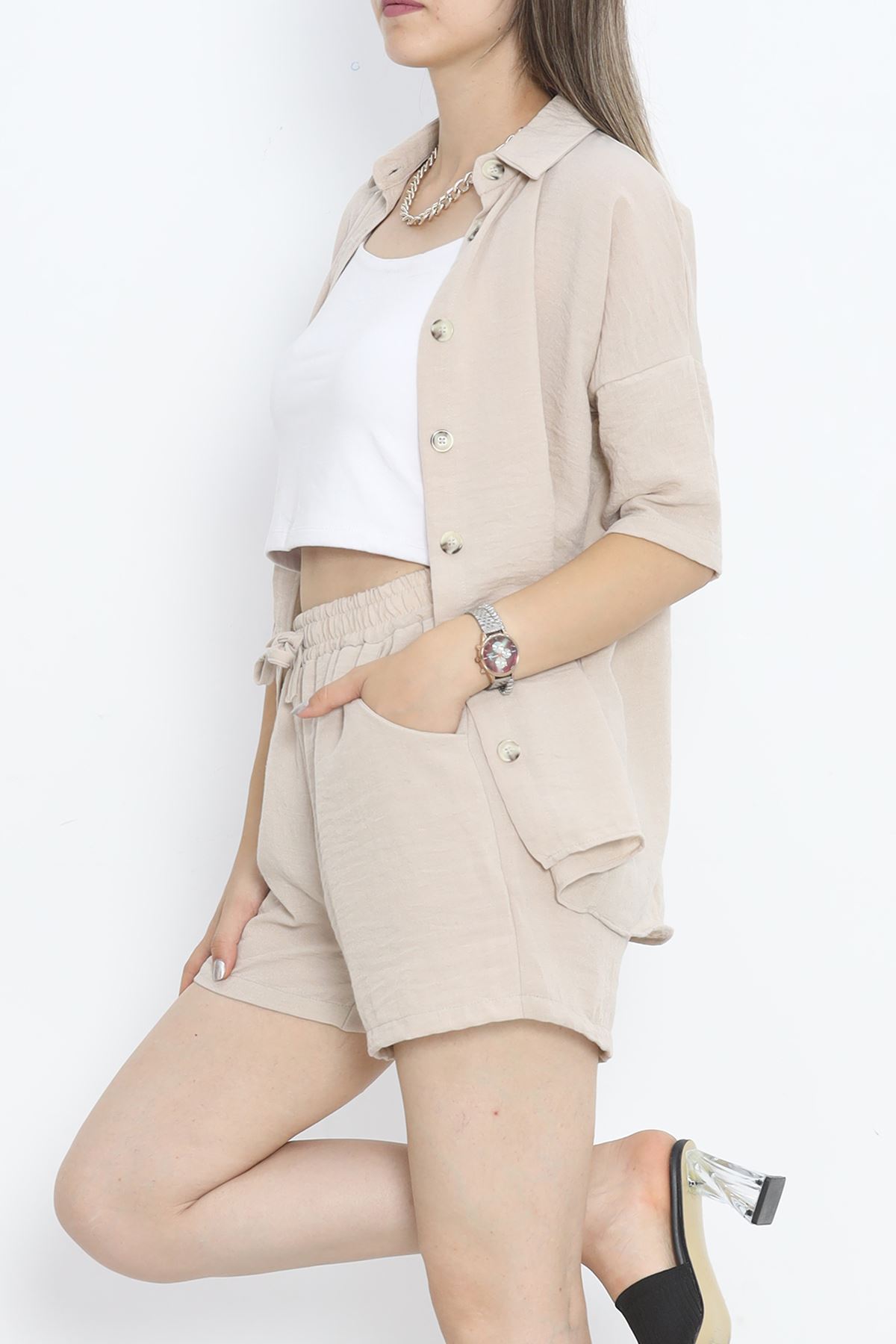 Linen Shorts Set Beige - 712.1247.