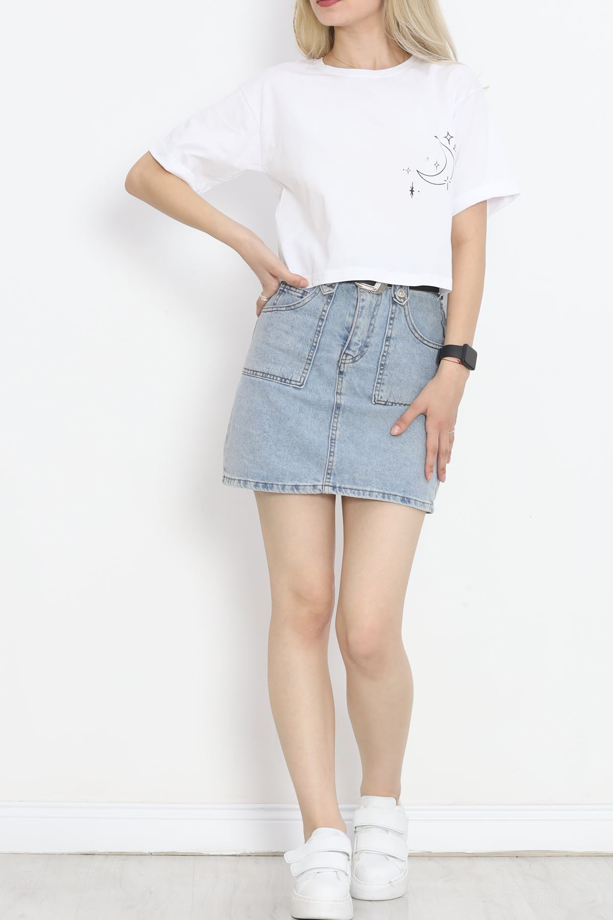 Printed Crop T-shirt White - 18667.1567.