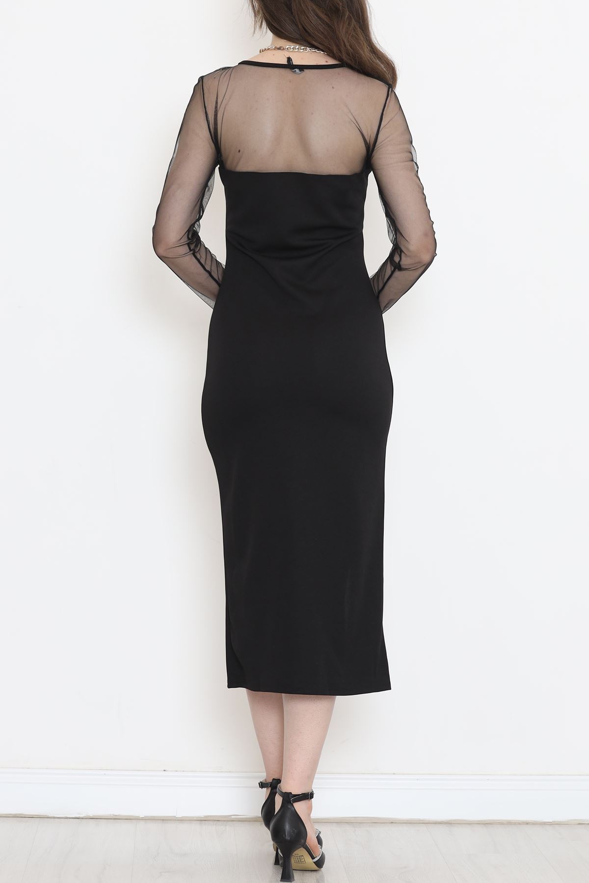 Tulle Dress with Slits Black - 16675.631.