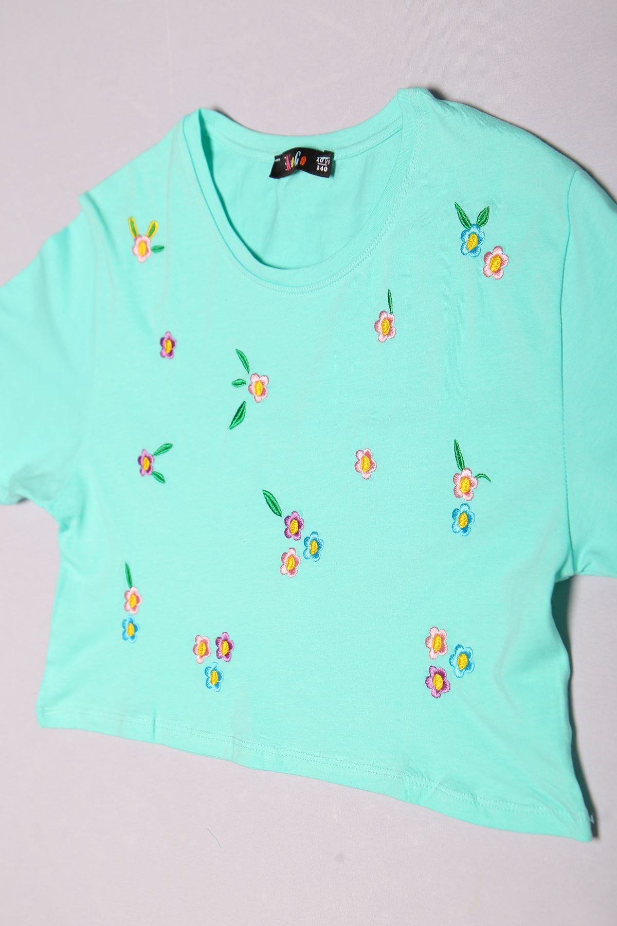 10-16 Years Embroidered Kids T-Shirt Mint - 18075.1567.