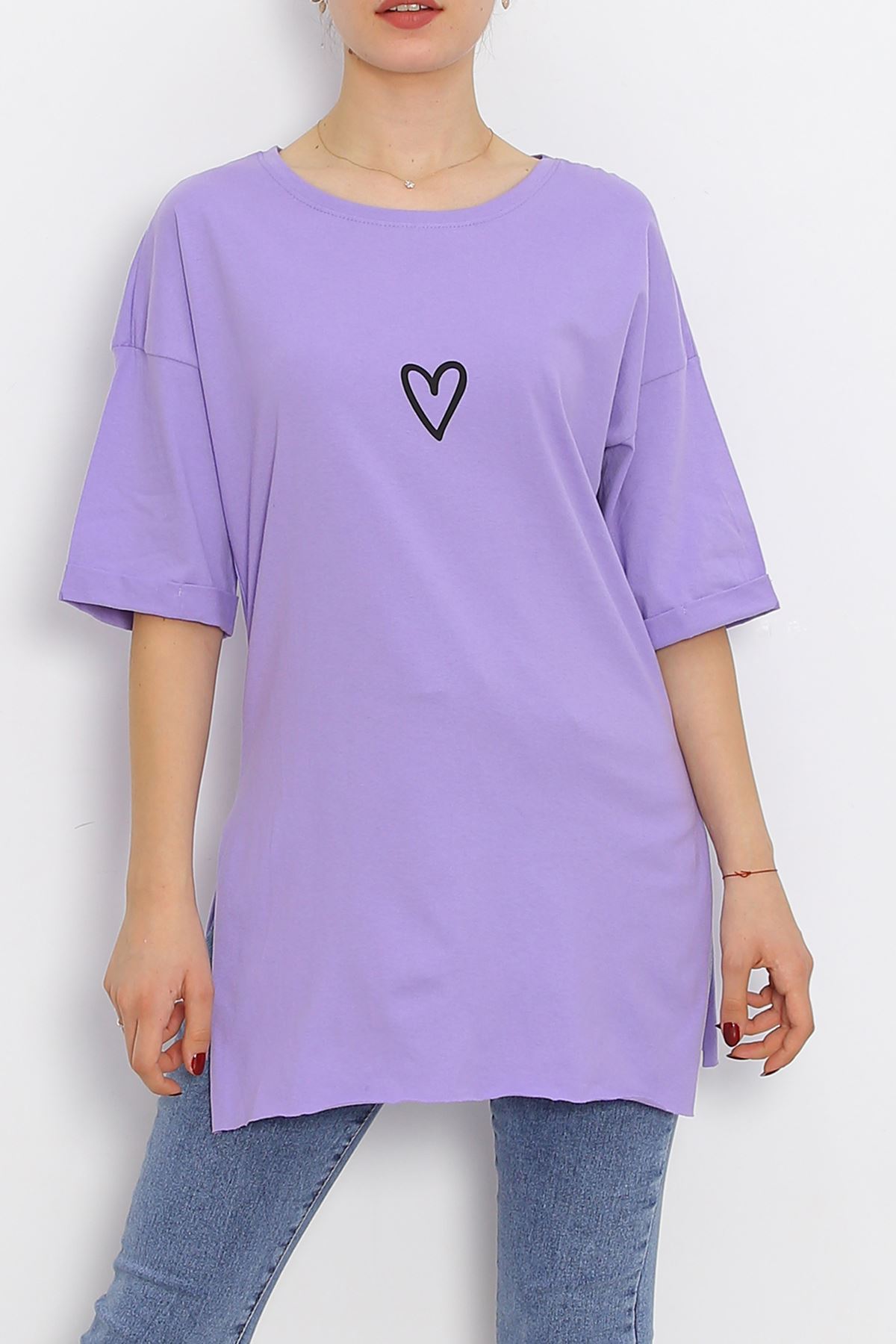 Double Sleeve Printed T-Shirt Lilac - 16556.1567.