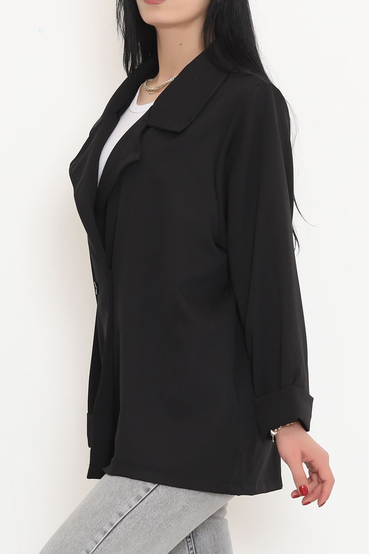 Oversize Button Jacket Black - 951.1247.