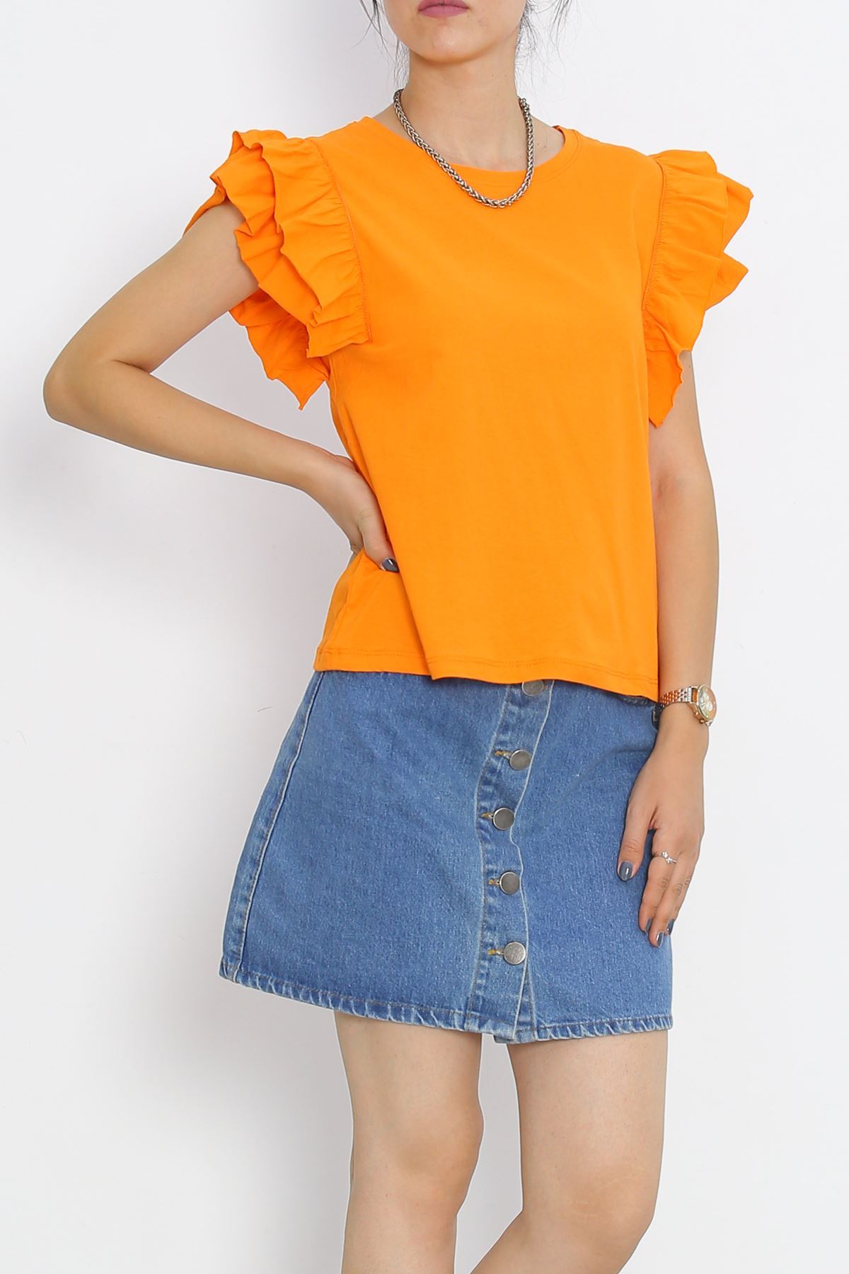 Ruffle Sleeve T-Shirt Orange - 15876.1567.