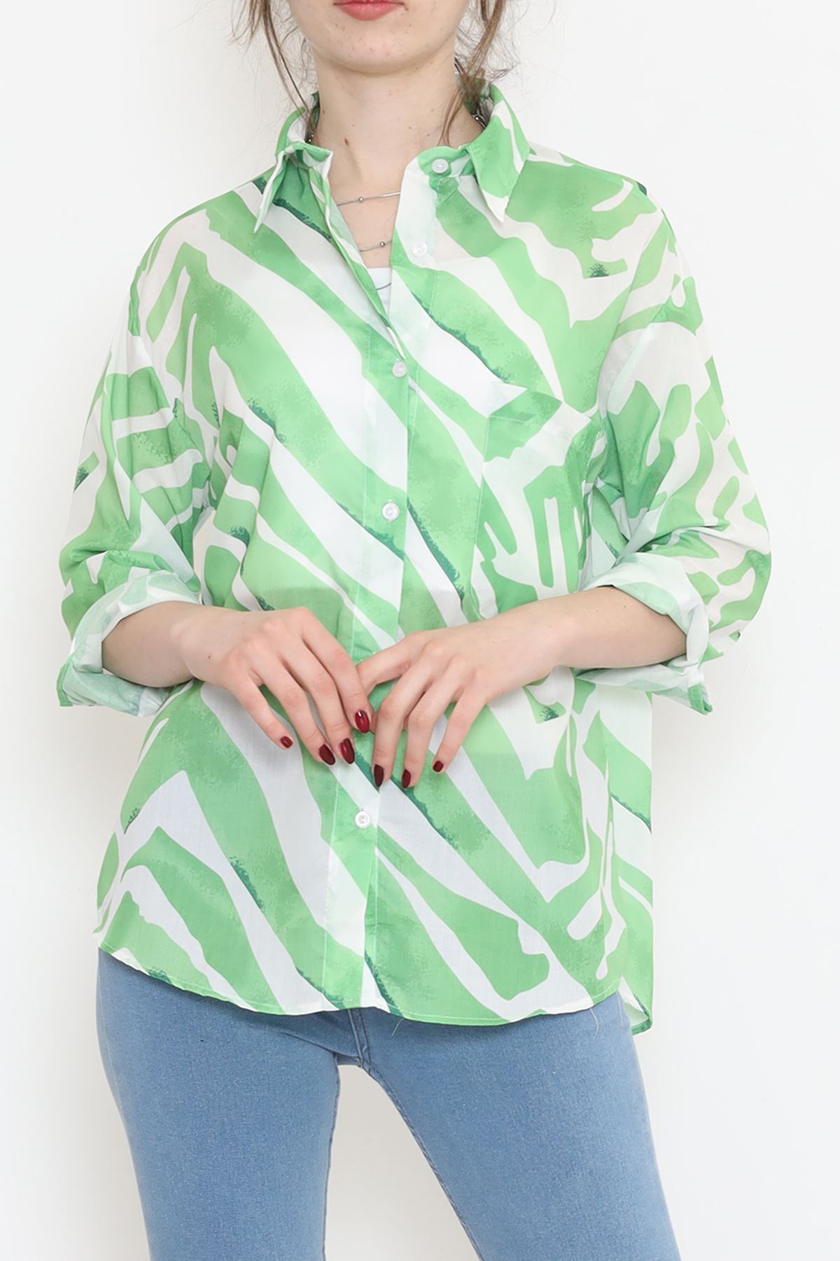 Voile Patterned Shirt Green - 989.1247.