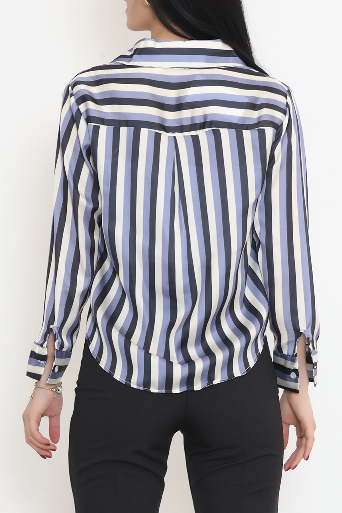 Striped Satin Shirt Morbeige - 909.1247.