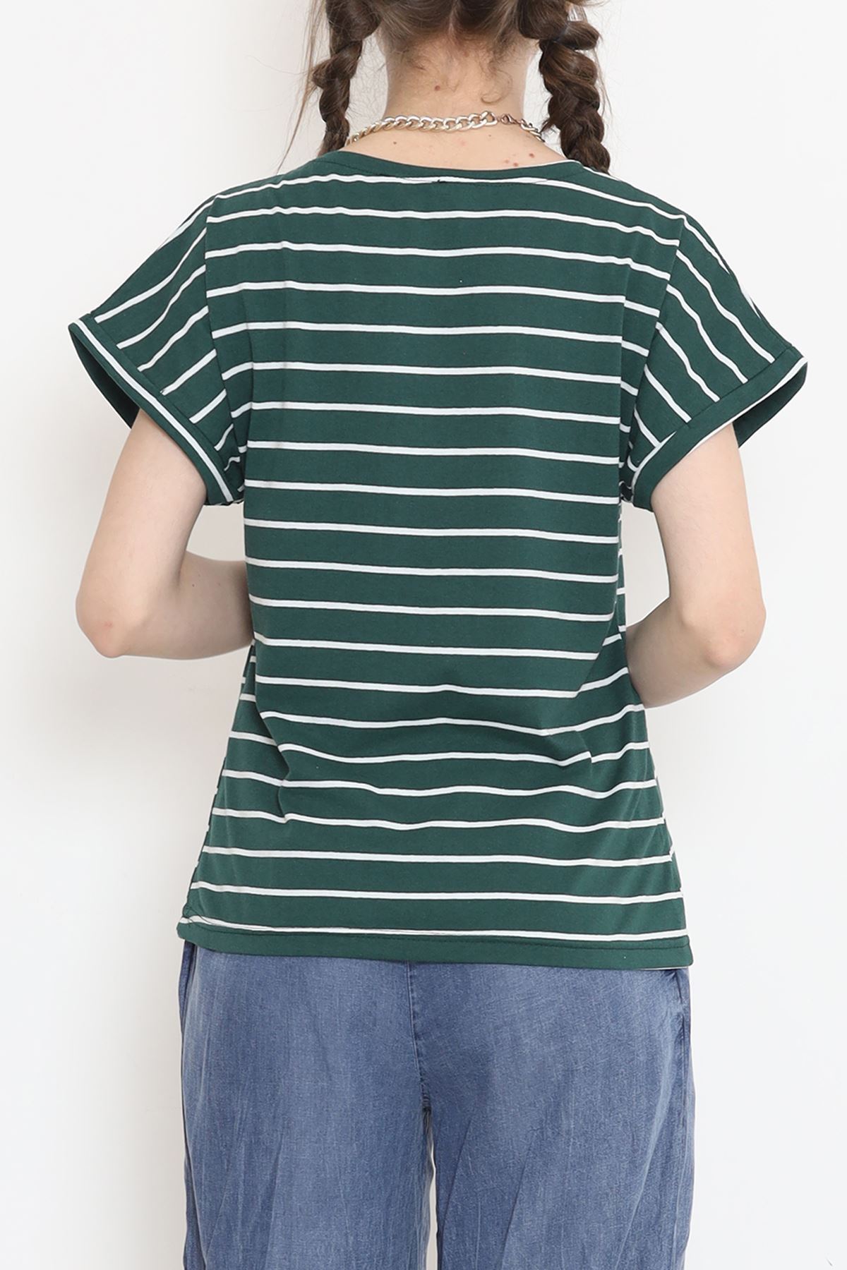 Single jersey striped duplex t-shirt Emerald - 15918.1567.