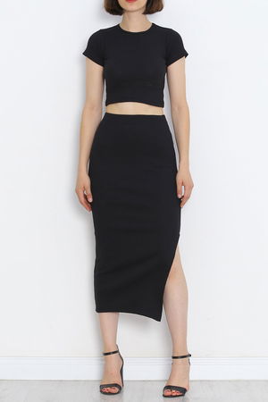 Skirt Set with Slits Black - 10986.1567.