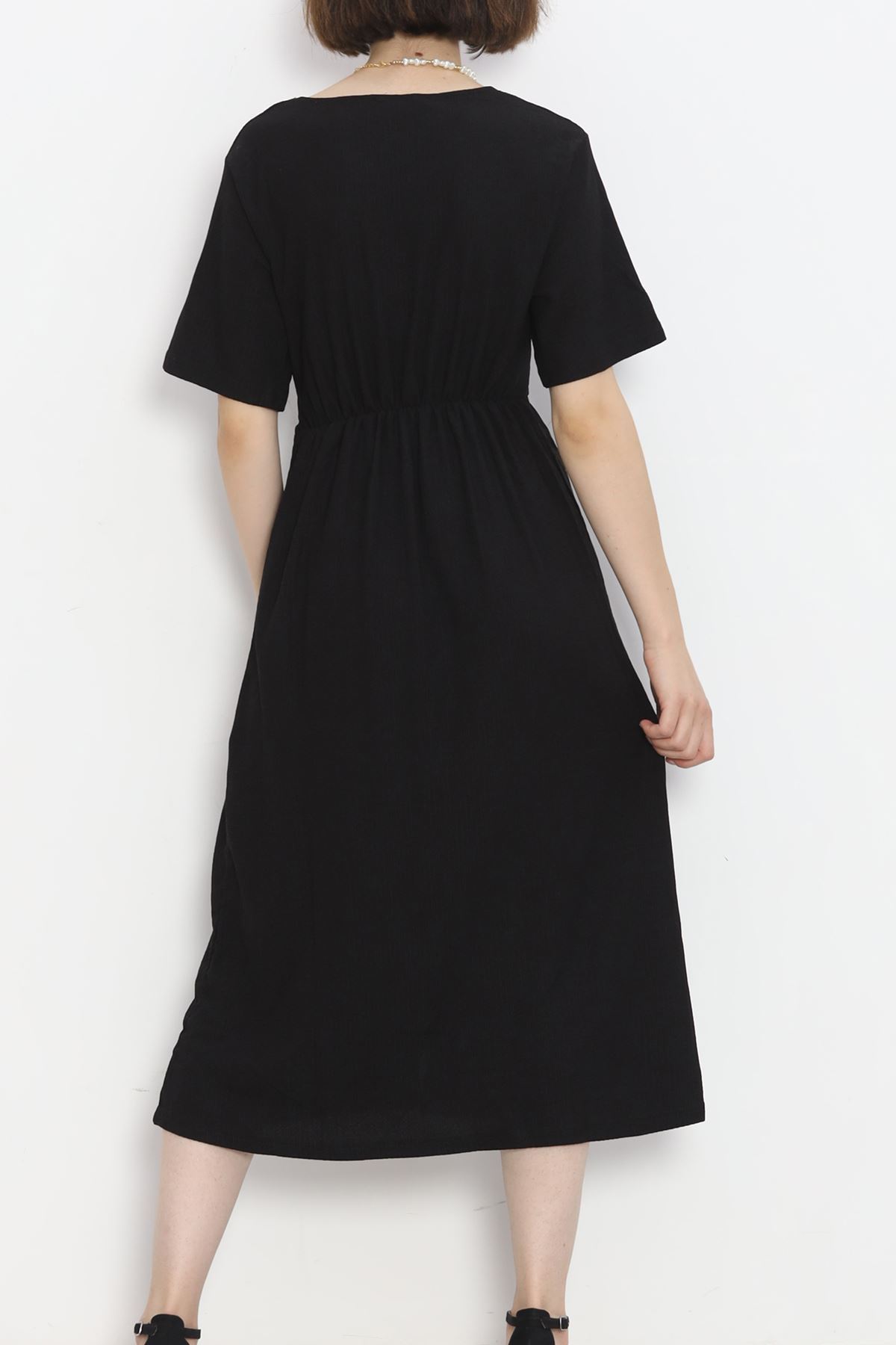 Front Buttoned Dress Black - 12181.1254.