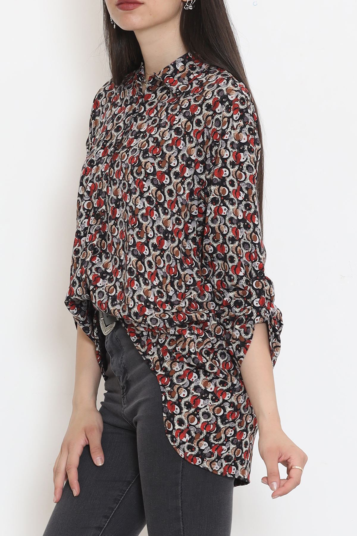 Viscose Patterned Shirt BlackRed2 - 17112.701.