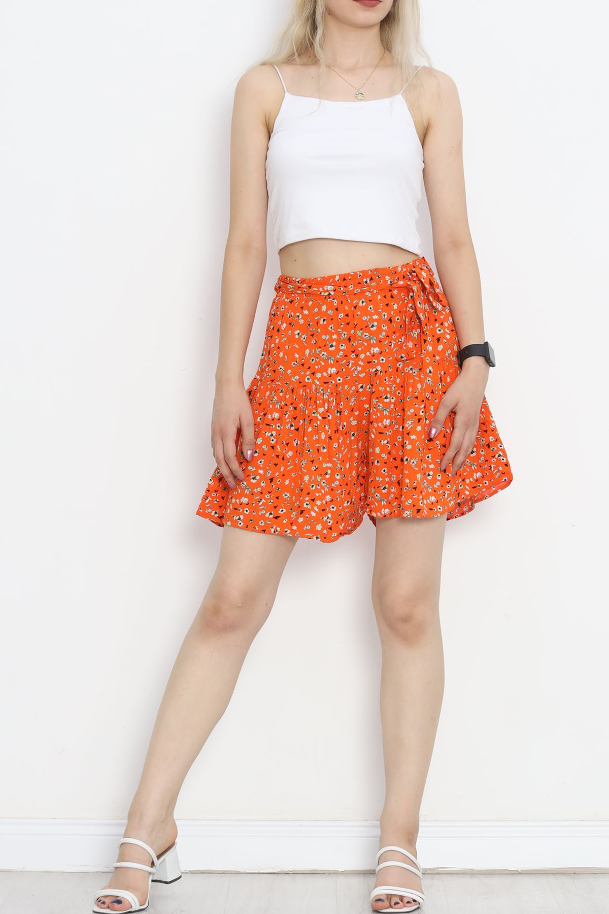 Skirt with Belted Shorts Orange Green - 16701.1355.