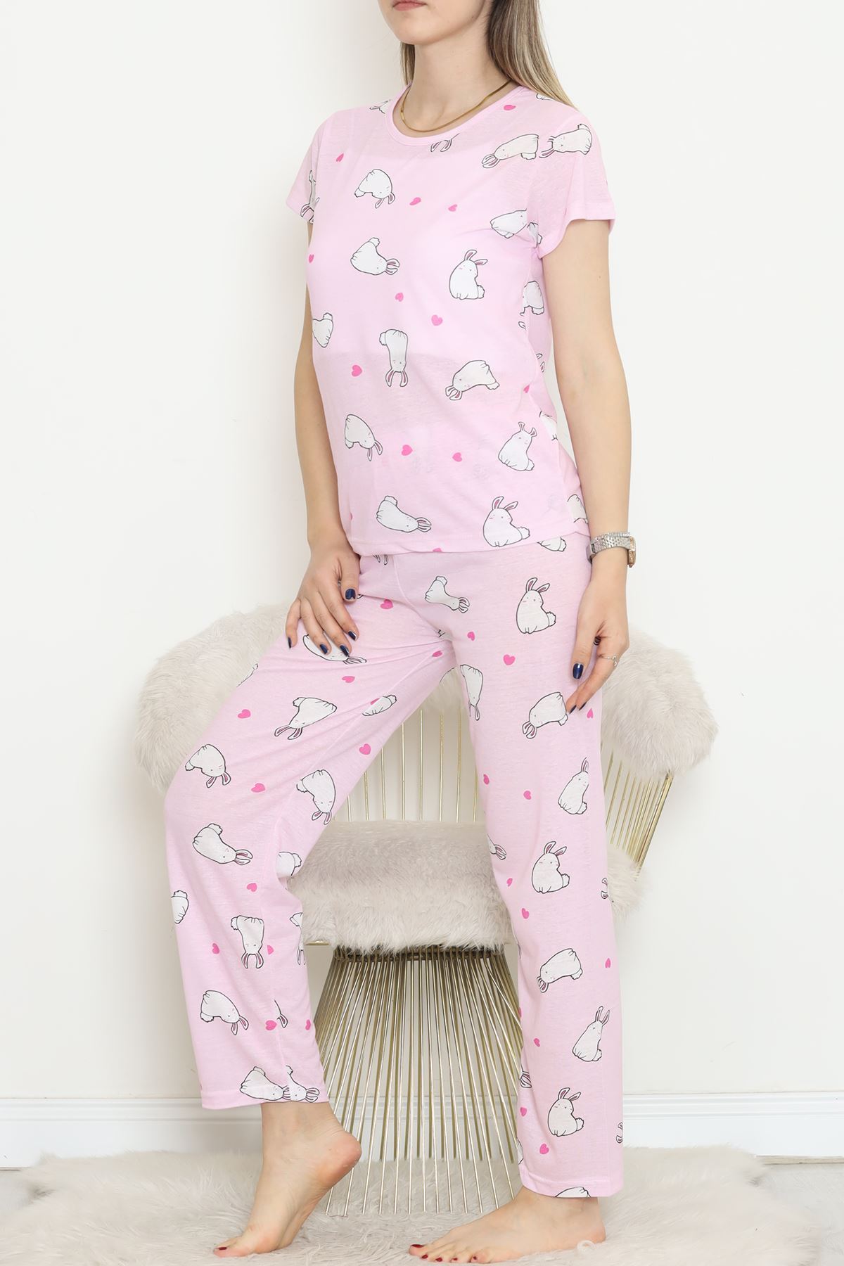 Patterned Pajama Set White Pink - 130.1287.