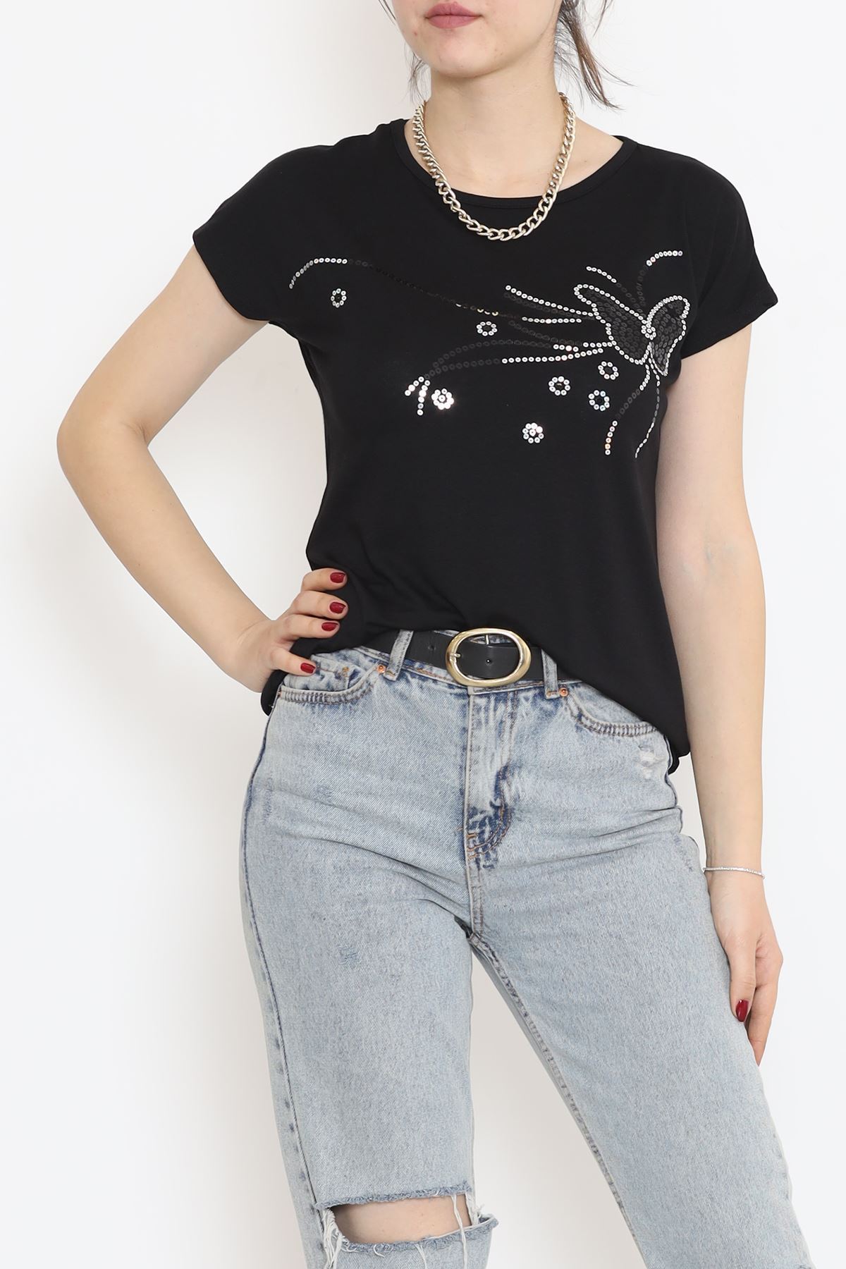 Sequin Embroidered Blouse Black - 17131.599.