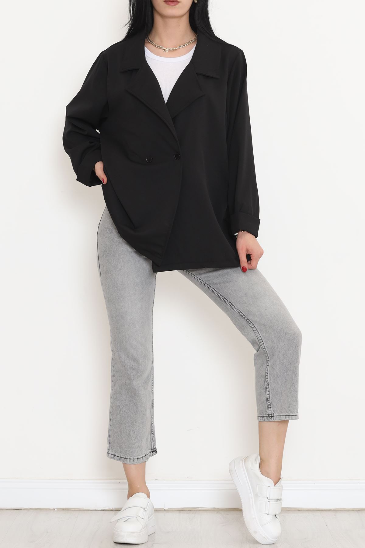 Oversize Button Jacket Black - 951.1247.