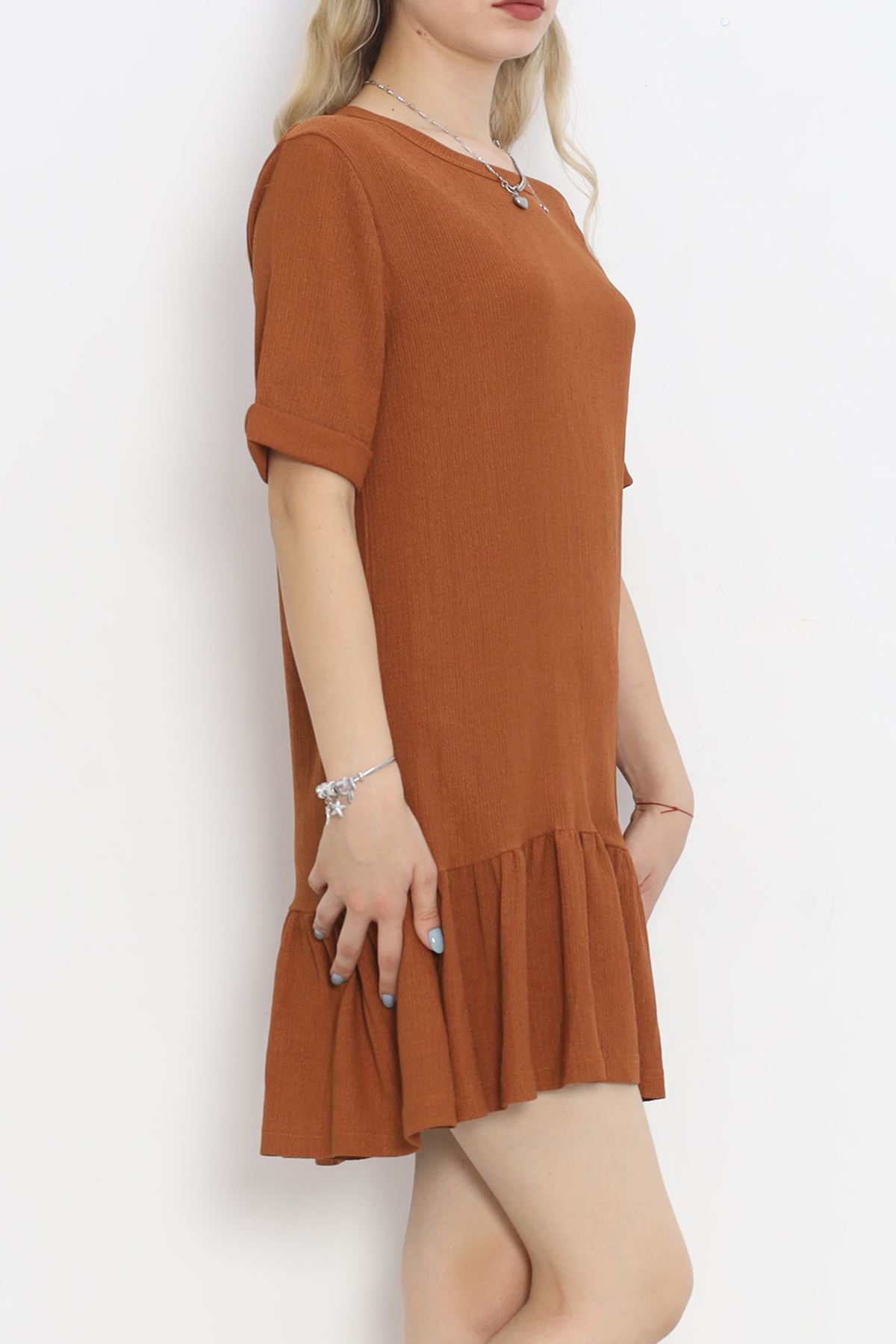 Short Sleeve Burümcük Dress Cinnamon - 18877.1059.