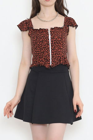 Crop Blouse with Zipper Tile - 18473.1153.