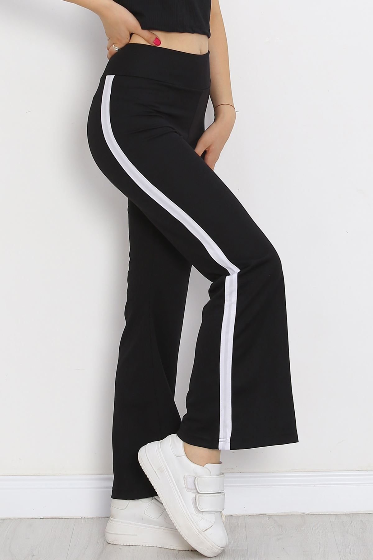 Striped High Waist Pants Black and White - 20008.1567.