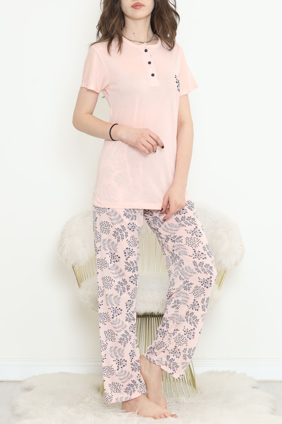 Buttoned Pajama Set Salmonlaci - 704.1287.