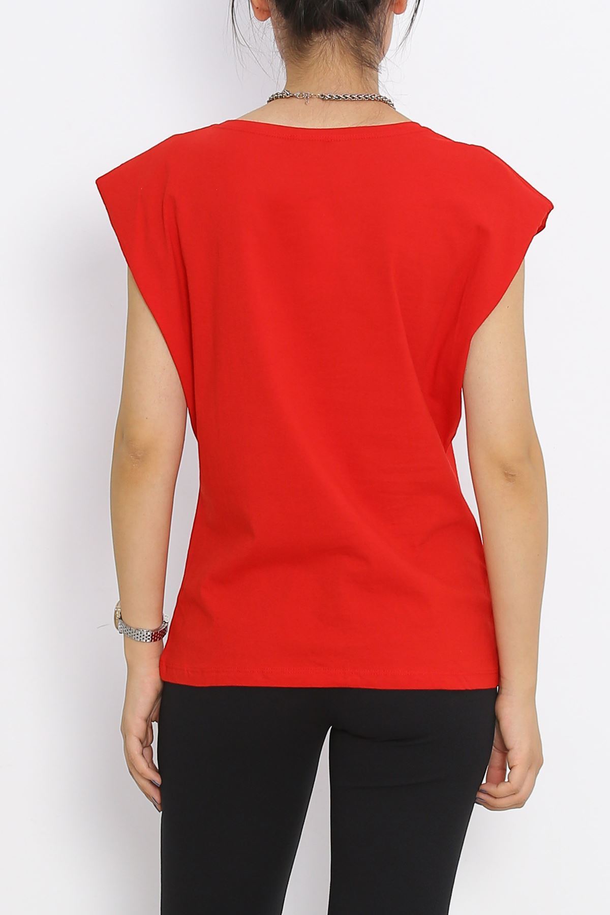 Sleeveless T-shirt with Wadding Red - 15874.1567.