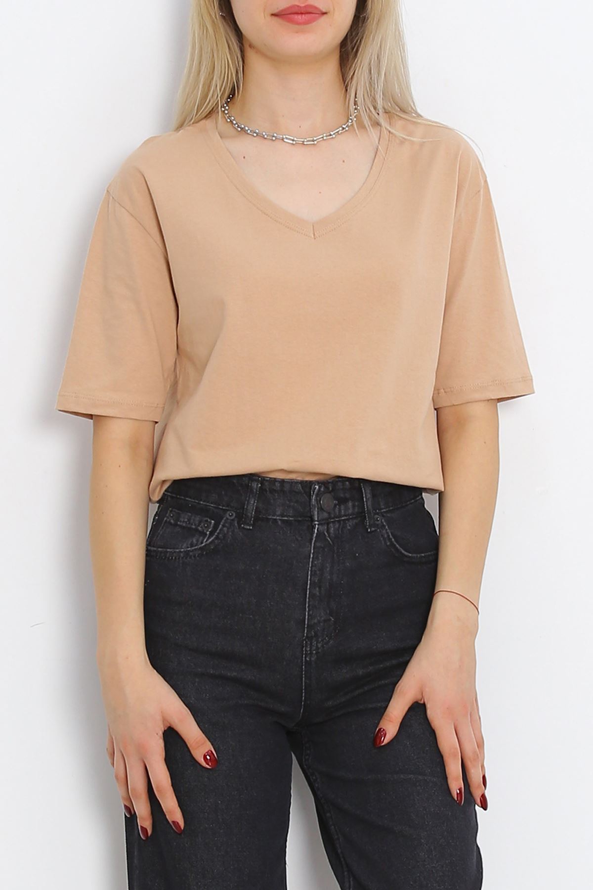 V-neck T-shirt Beige - 18912.1567.