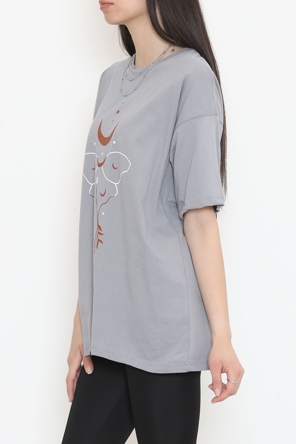 Printed Crew Neck T-Shirt Gray - 16498.1567.