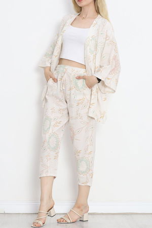 Kimono Set Beige Patterned - 152342.701.