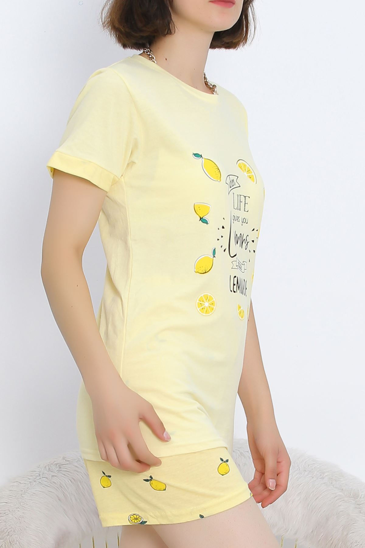 Short Sleeve Shorts Pajama Set Yellow - 18956.1567.