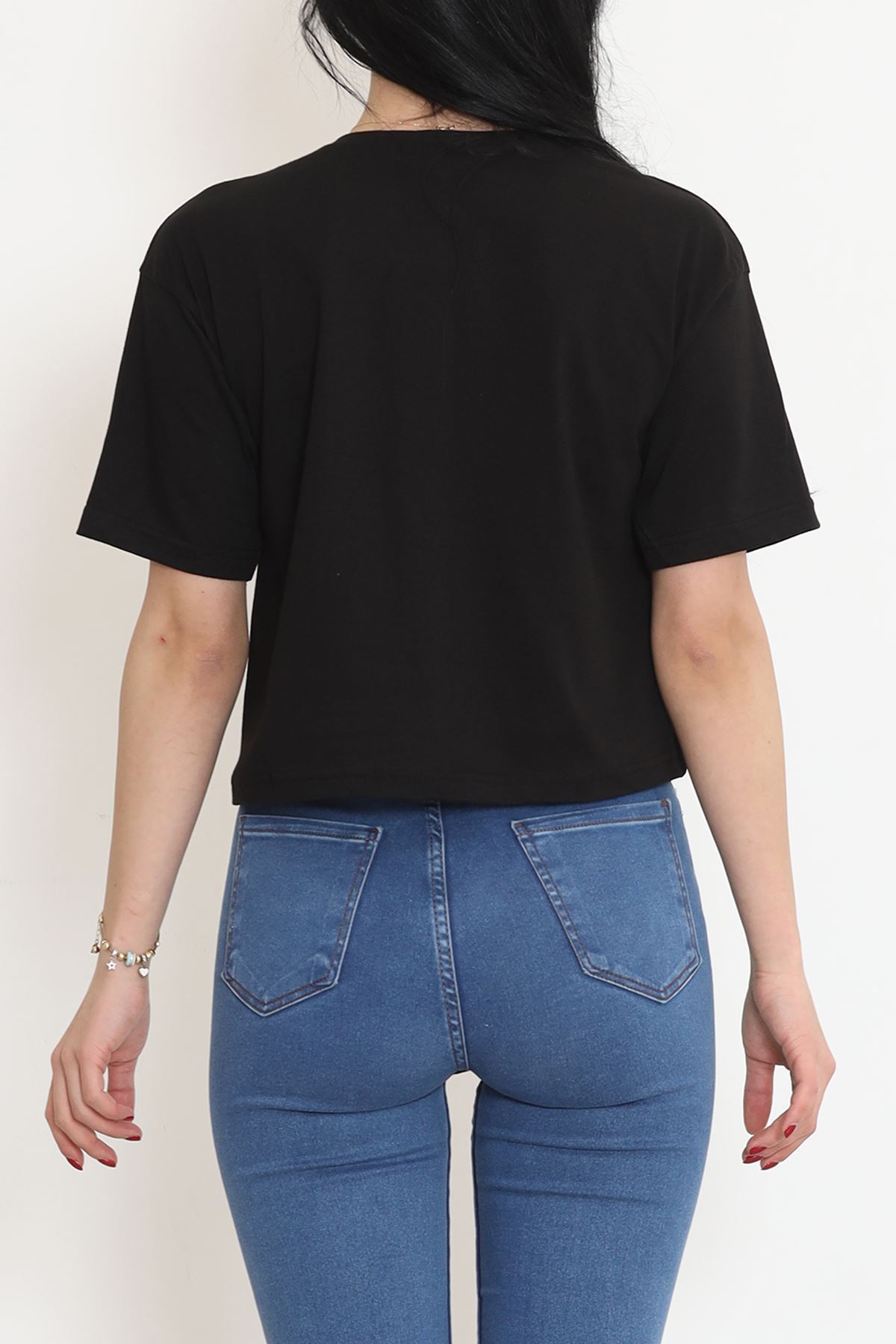 Printed Crop T-shirt Black - 16481.1567.