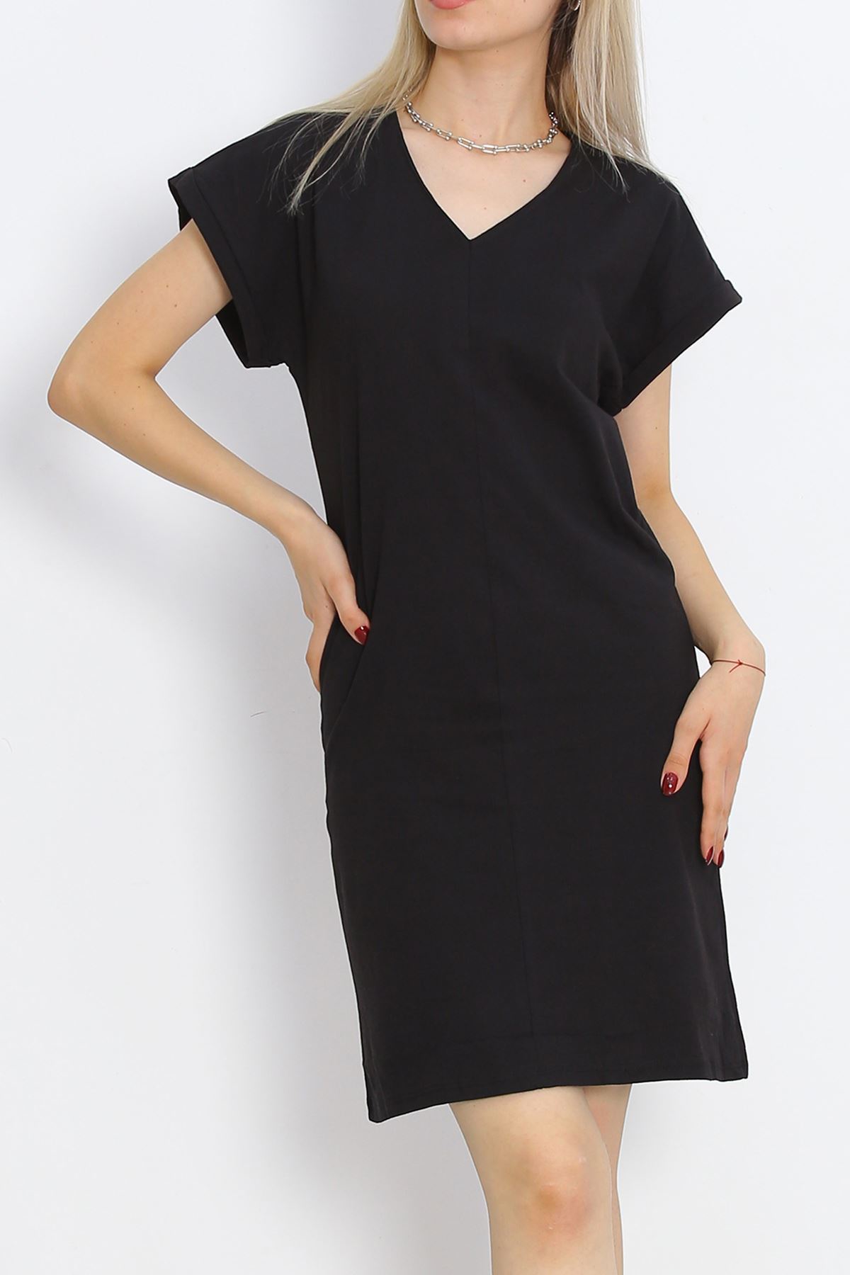 V Neck Suprem Dress Black - 15871.1567.