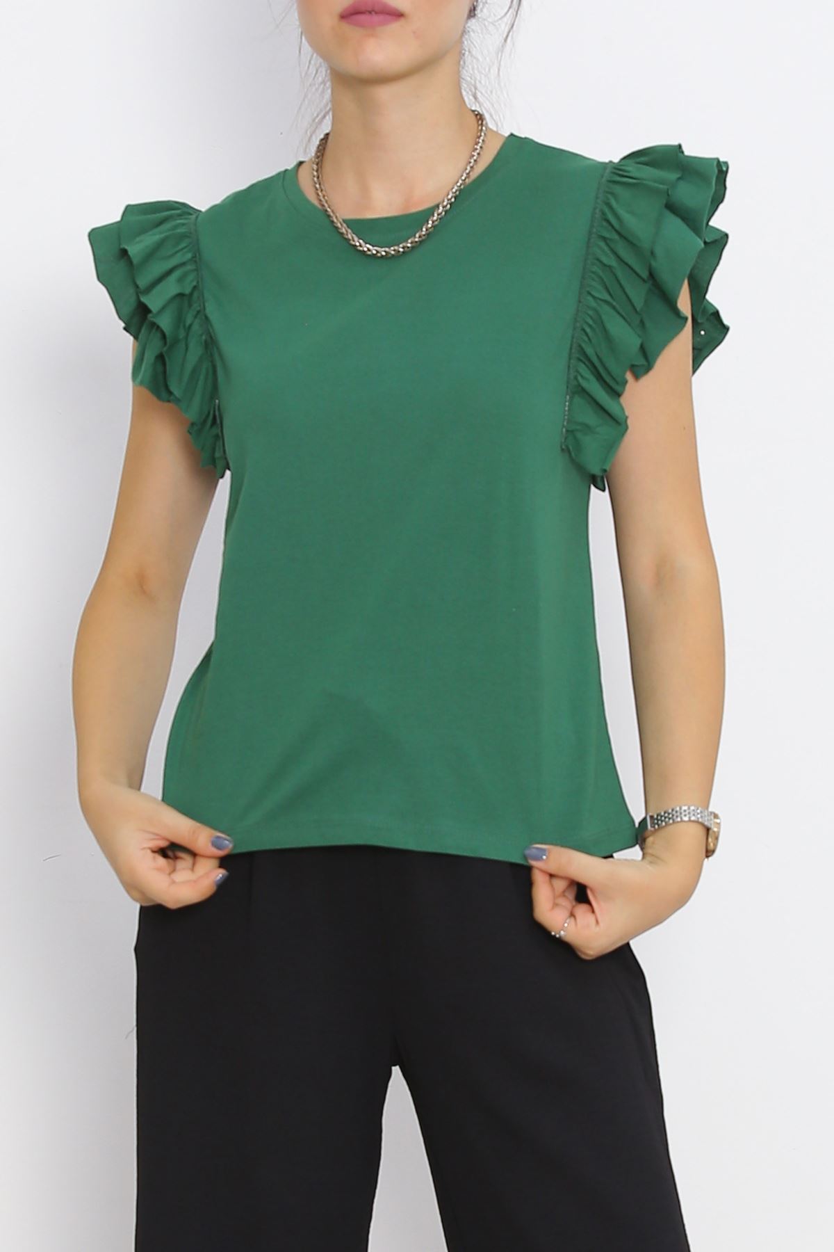 Ruffle Sleeve T-Shirt Emerald - 15876.1567.