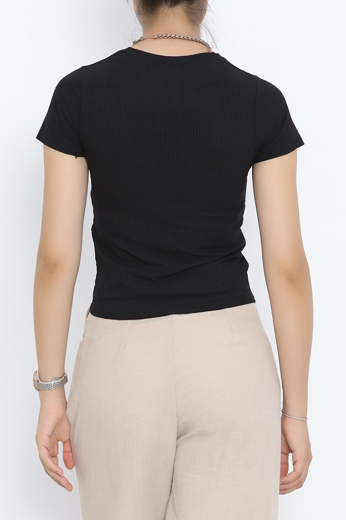 Embroidered Fitted T-shirt Black - 18890.1247.