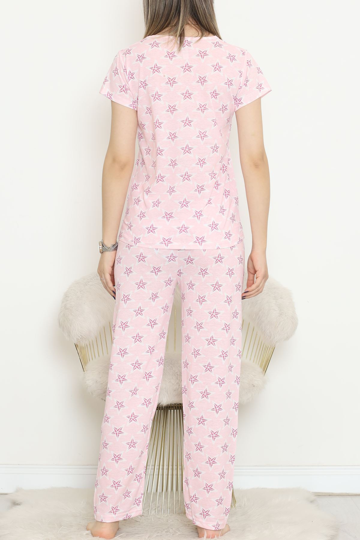 Patterned Pajama Set Pink and White - 130.1287.