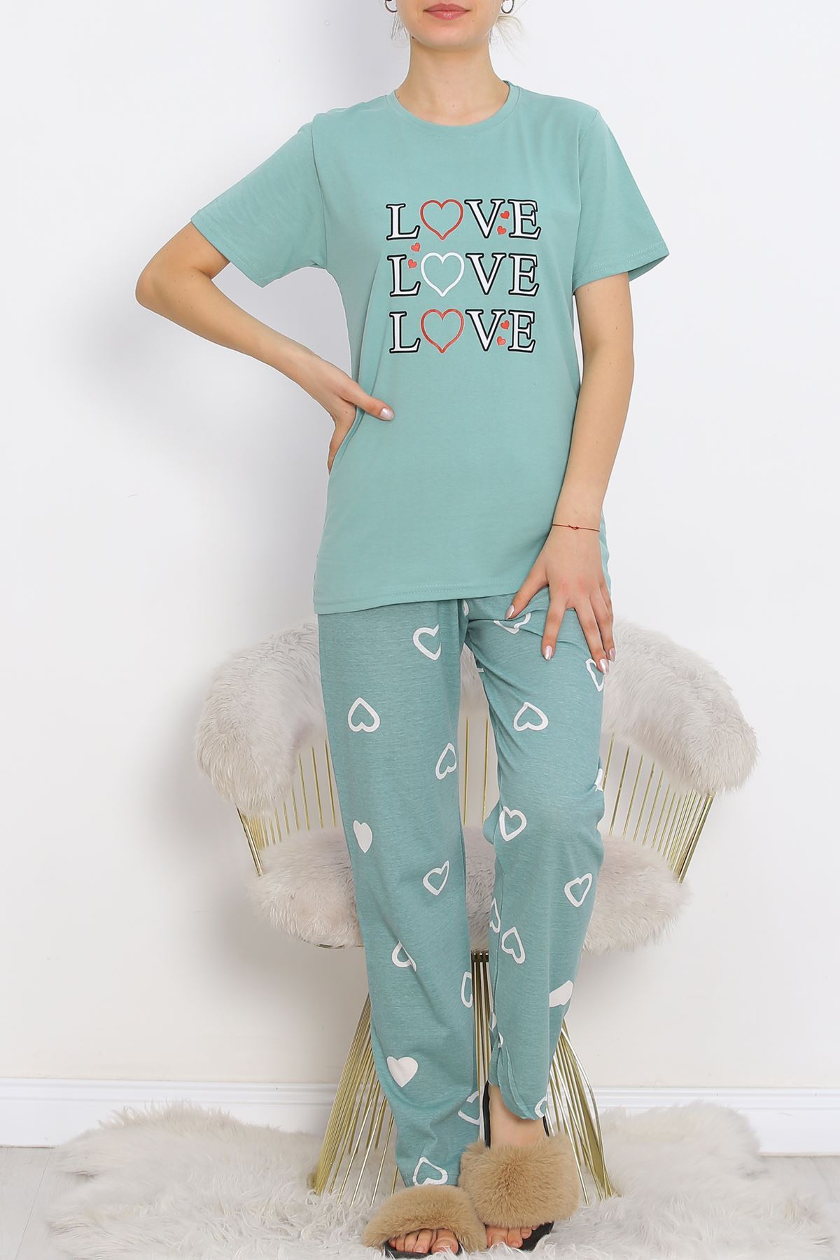 Patterned Pajama Set Mint - 18735.1567.