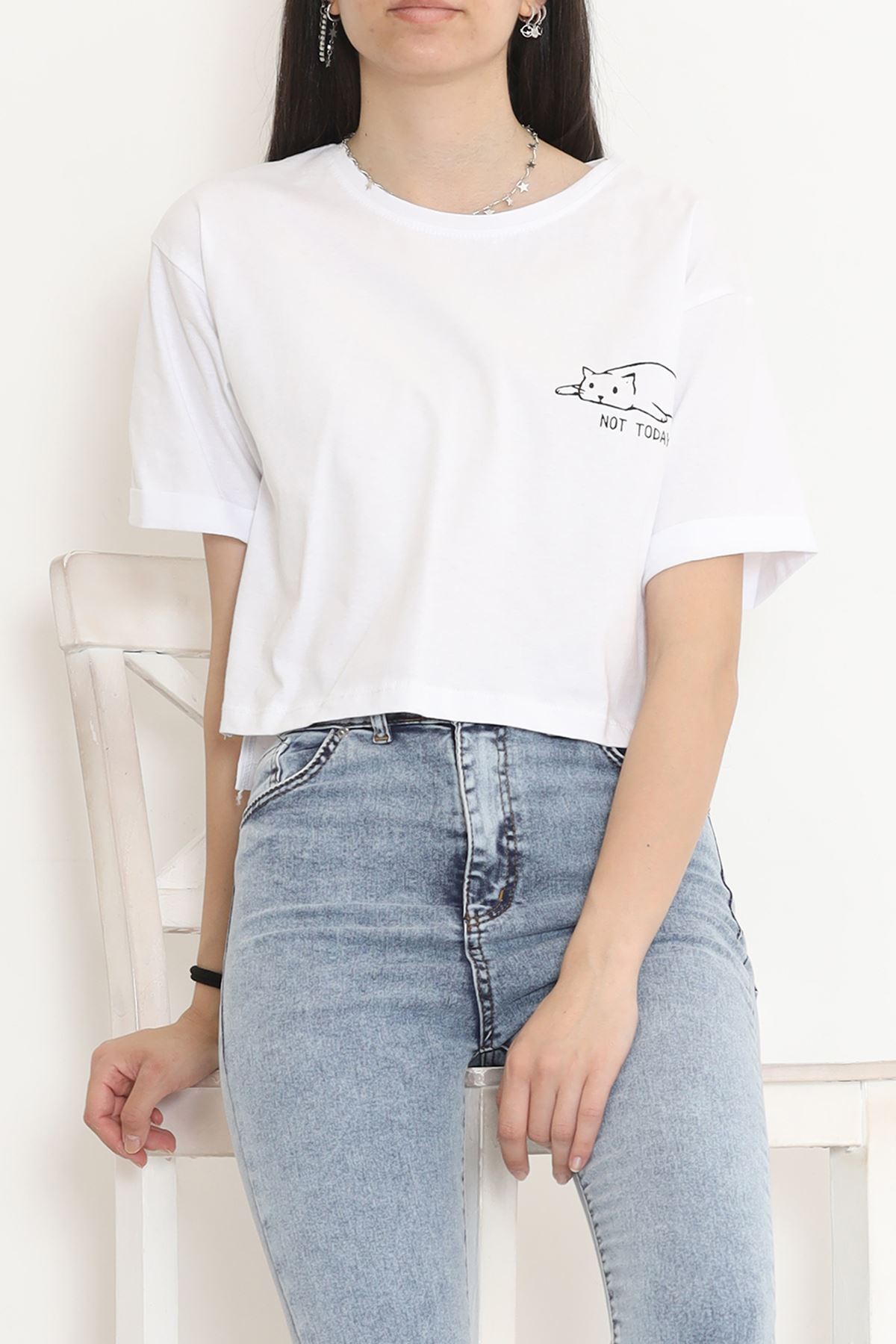 Double Sleeve Crop T-shirt White - 18658.1567.