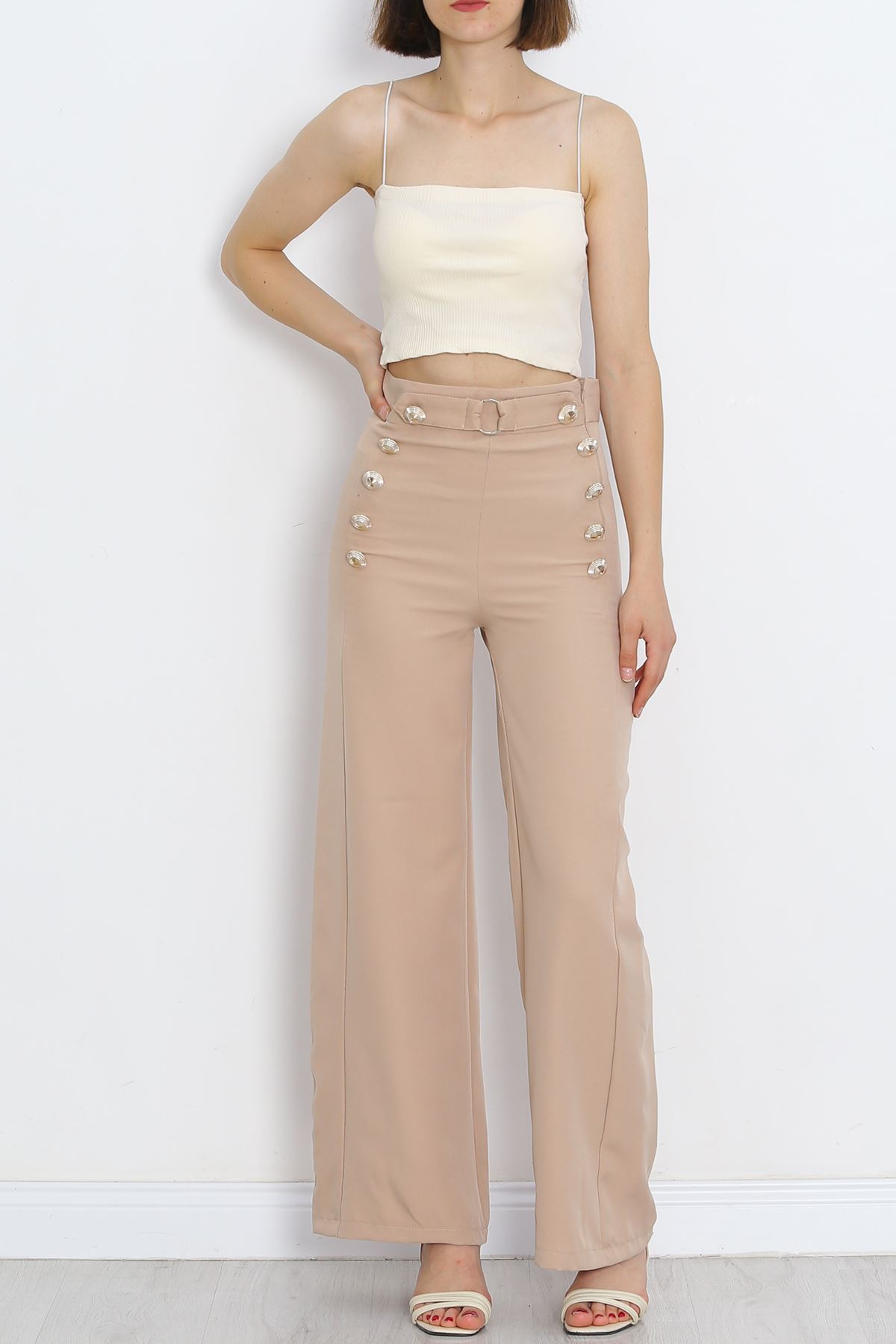 Button Detailed Pants Beige - 20826.683.