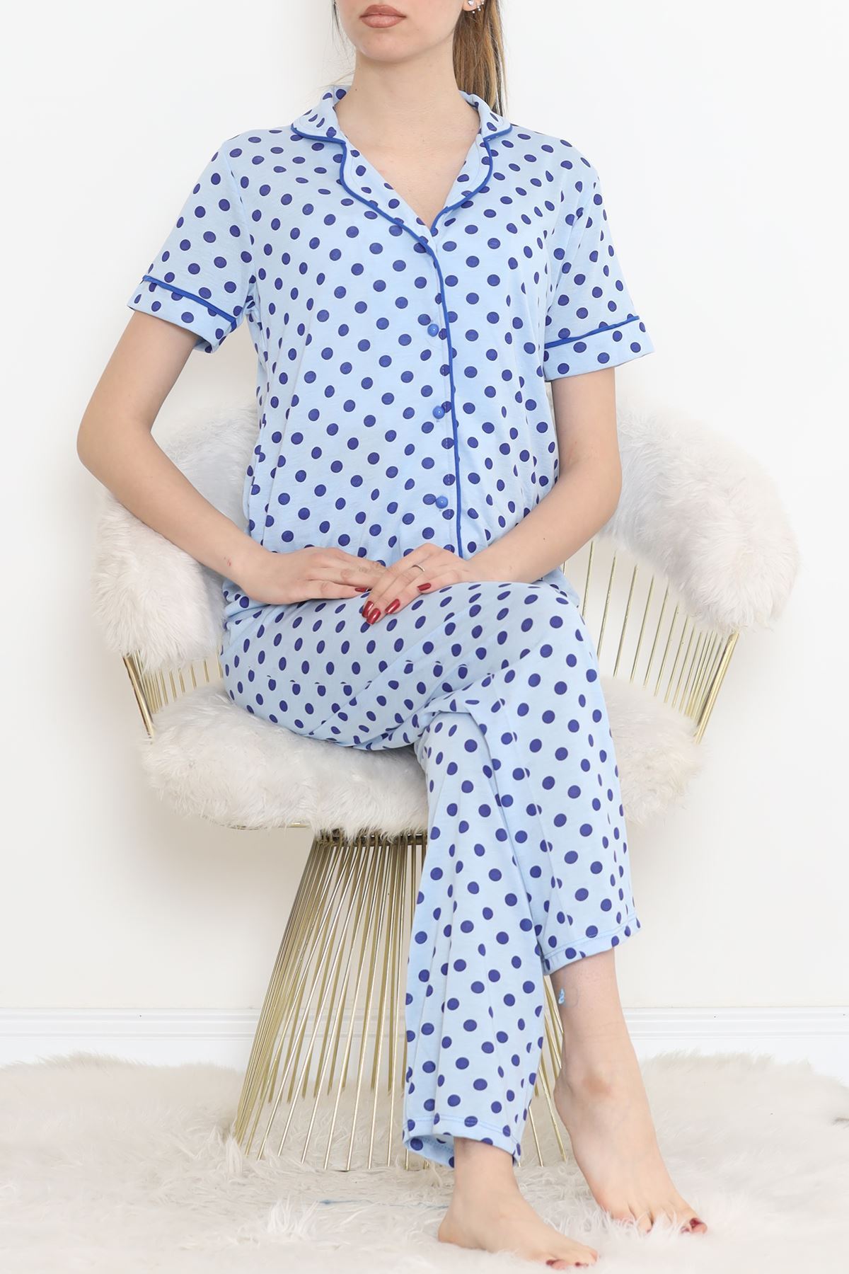 Polyviscose Interlock Short Sleeve Pajama Set Blue - 927.1287.